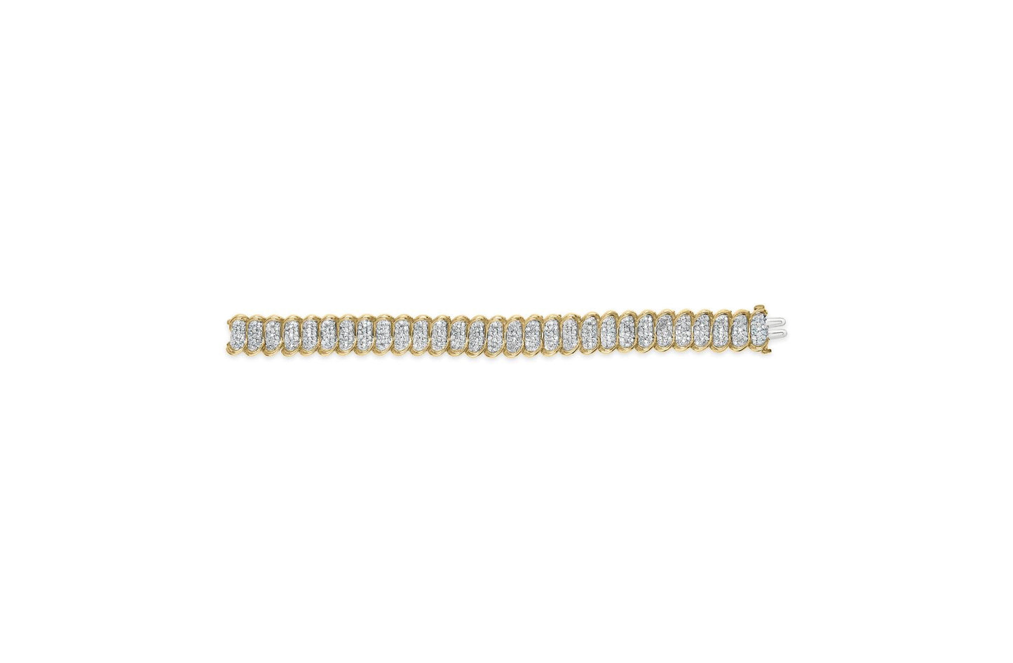 10K Yellow Gold 4.00 Cttw Pave Diamond Classic Link 7" Bracelet (I-J Color, I2-I3 Clarity)-4
