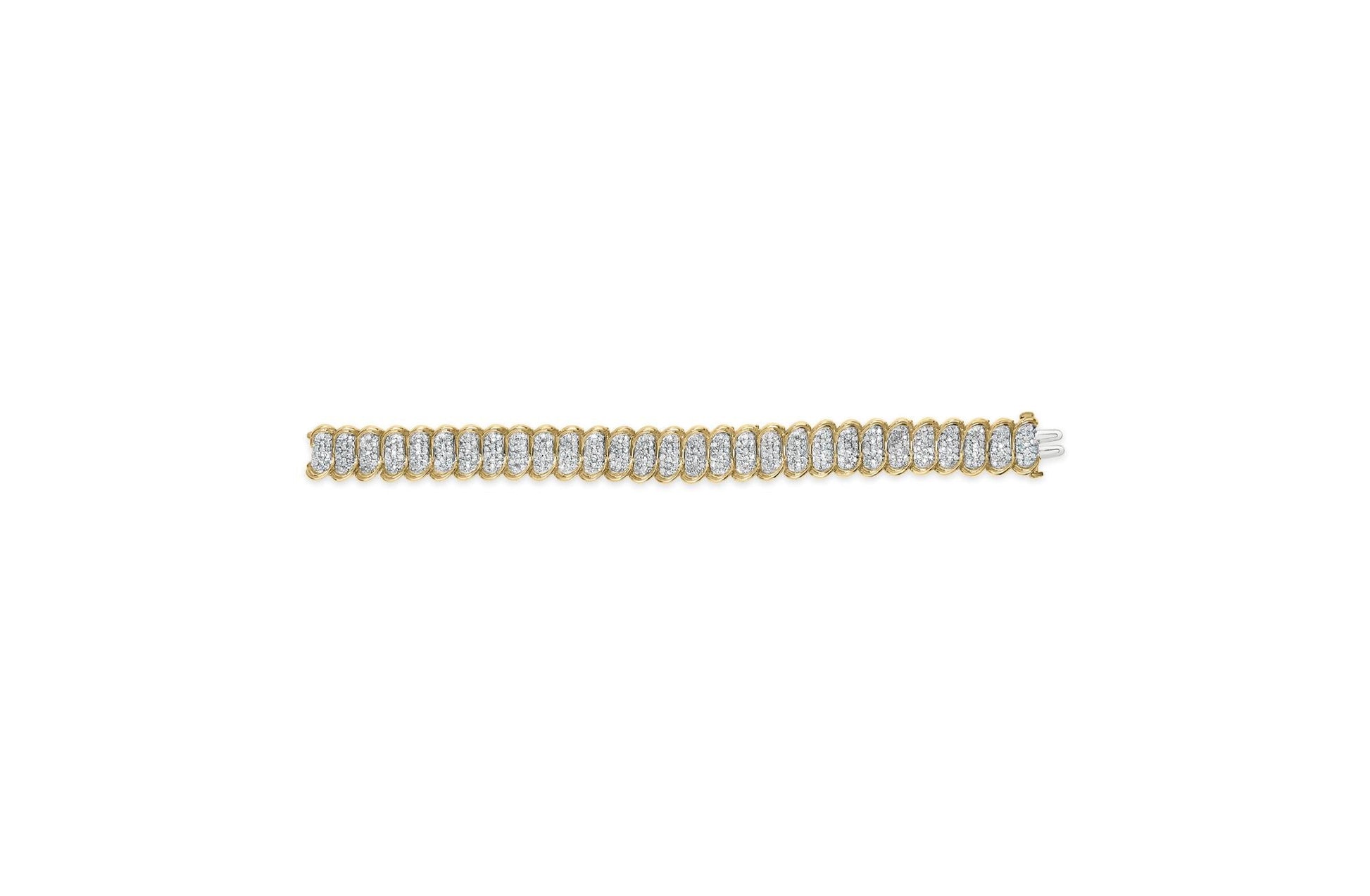 10K Yellow Gold 4.00 Cttw Pave Diamond Classic Link 7" Bracelet (I-J Color, I2-I3 Clarity)-4