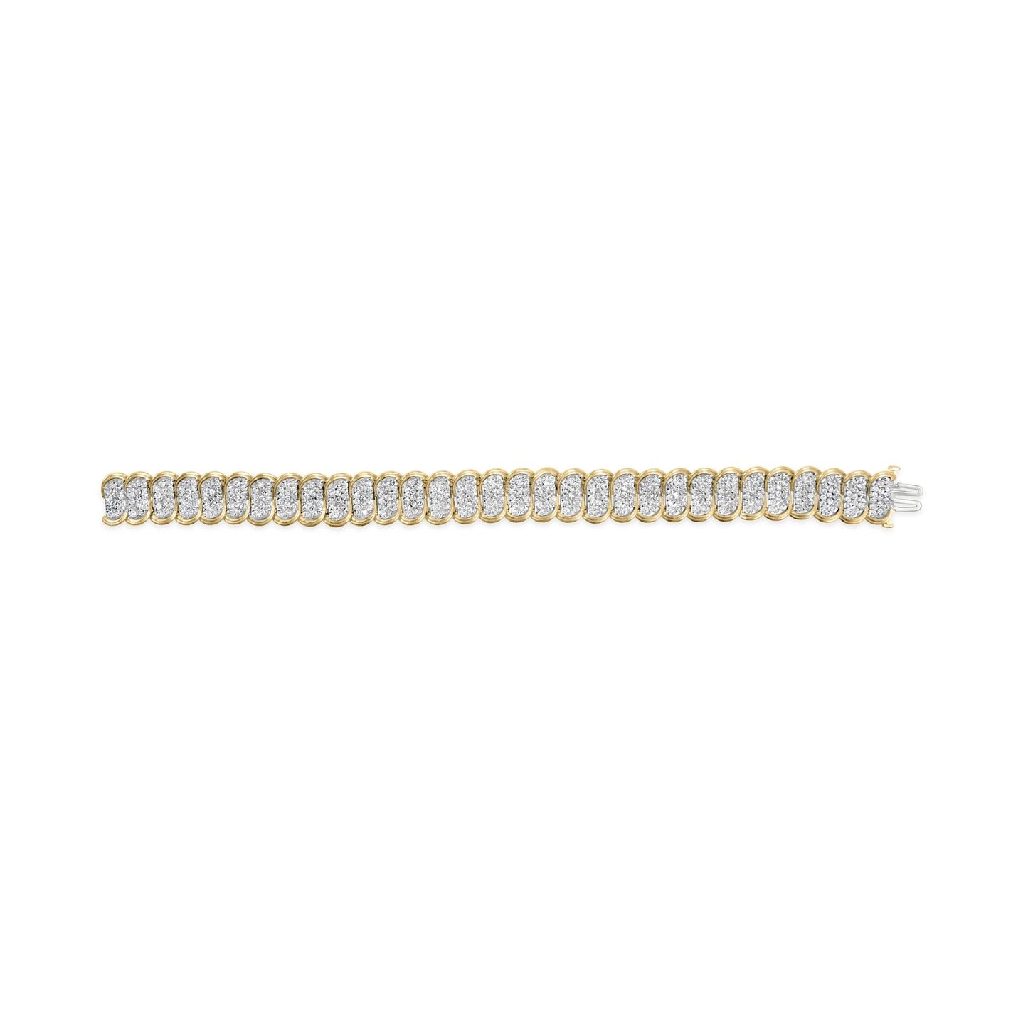 10k Yellow Gold 5.00 Cttw Diamond Oval Banded Link Bracelet (I-J Color, I1-I2 Clarity) - 7" Inches-3