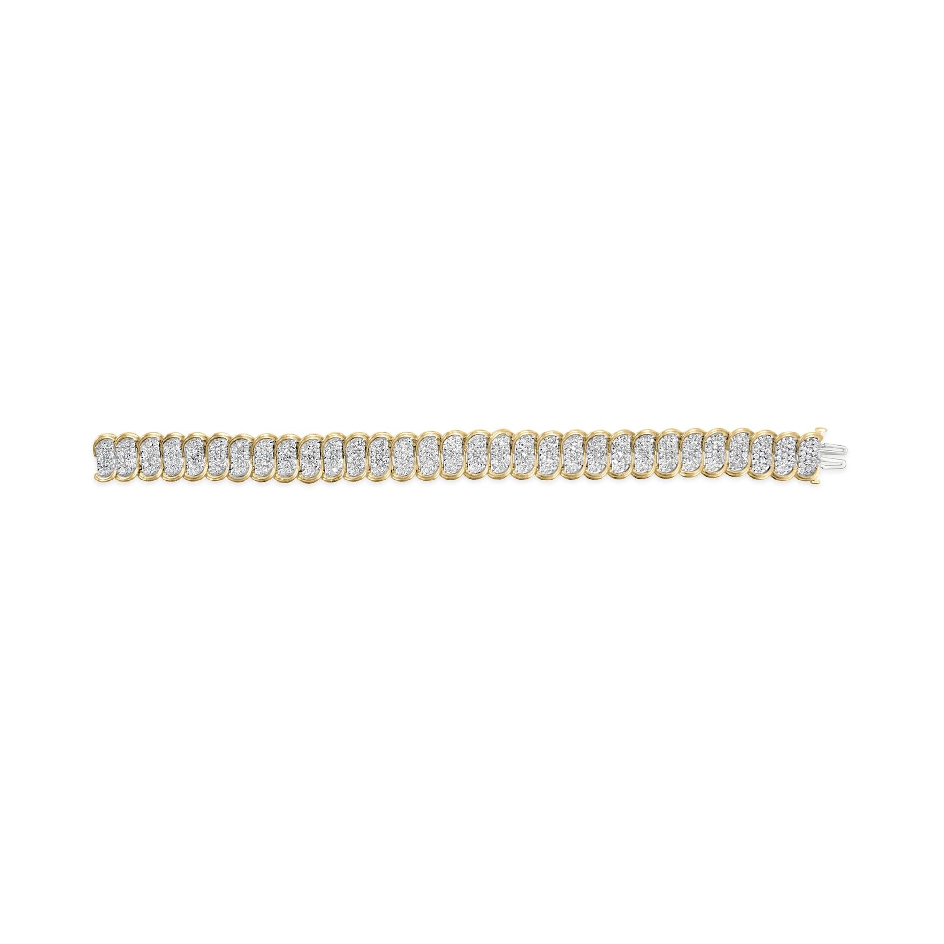 10k Yellow Gold 5.00 Cttw Diamond Oval Banded Link Bracelet (I-J Color, I1-I2 Clarity) - 7" Inches-3