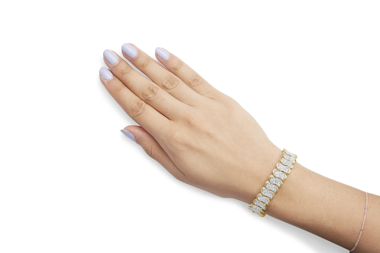 10k Yellow Gold 5.00 Cttw Diamond Oval Banded Link Bracelet (I-J Color, I1-I2 Clarity) - 7" Inches-2