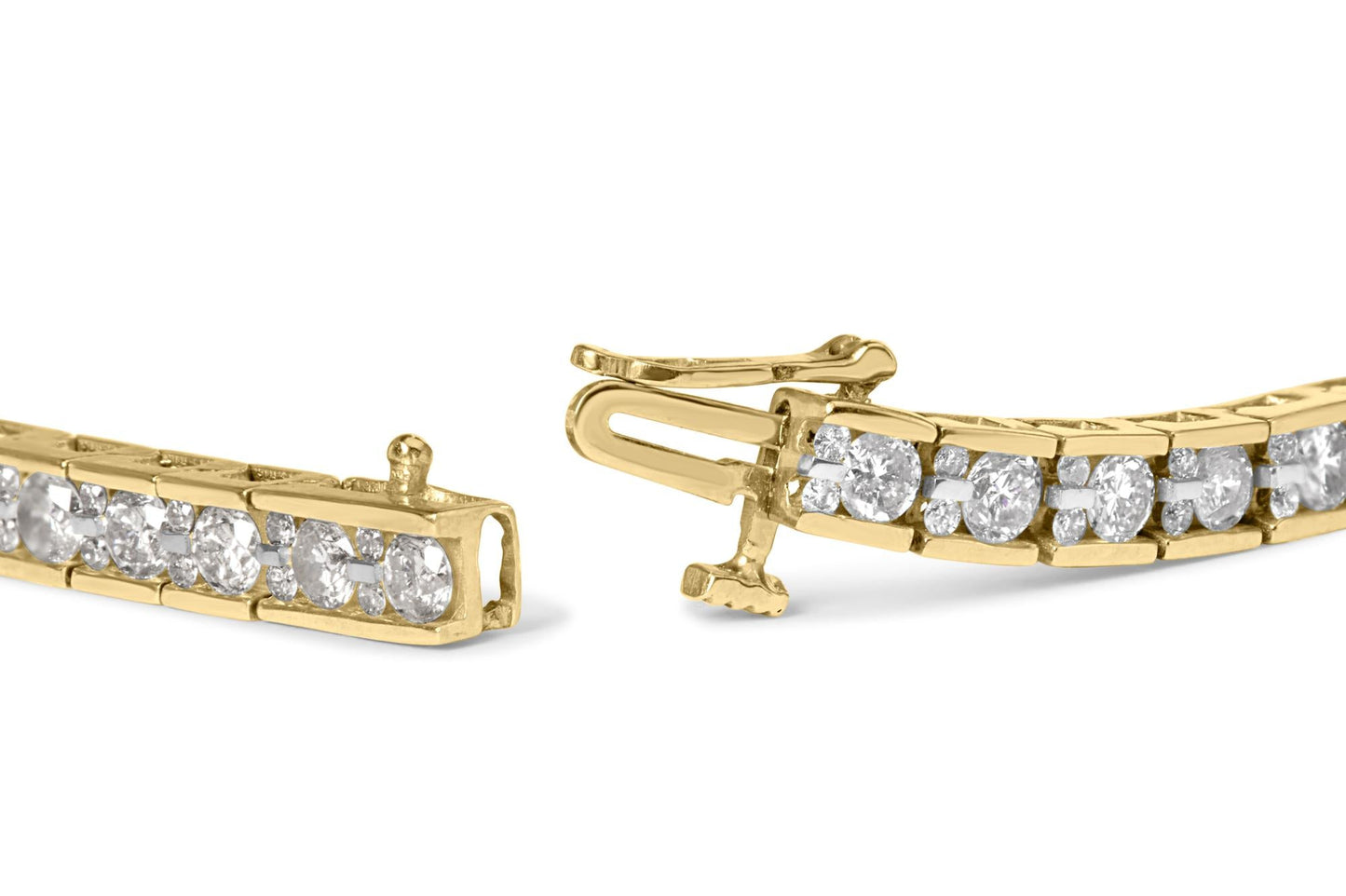 10K Yellow Gold 4.00 Cttw Channel Set Round Diamond Tennis 7" Bracelet (J-K Color, I1-I2 Clarity)-1