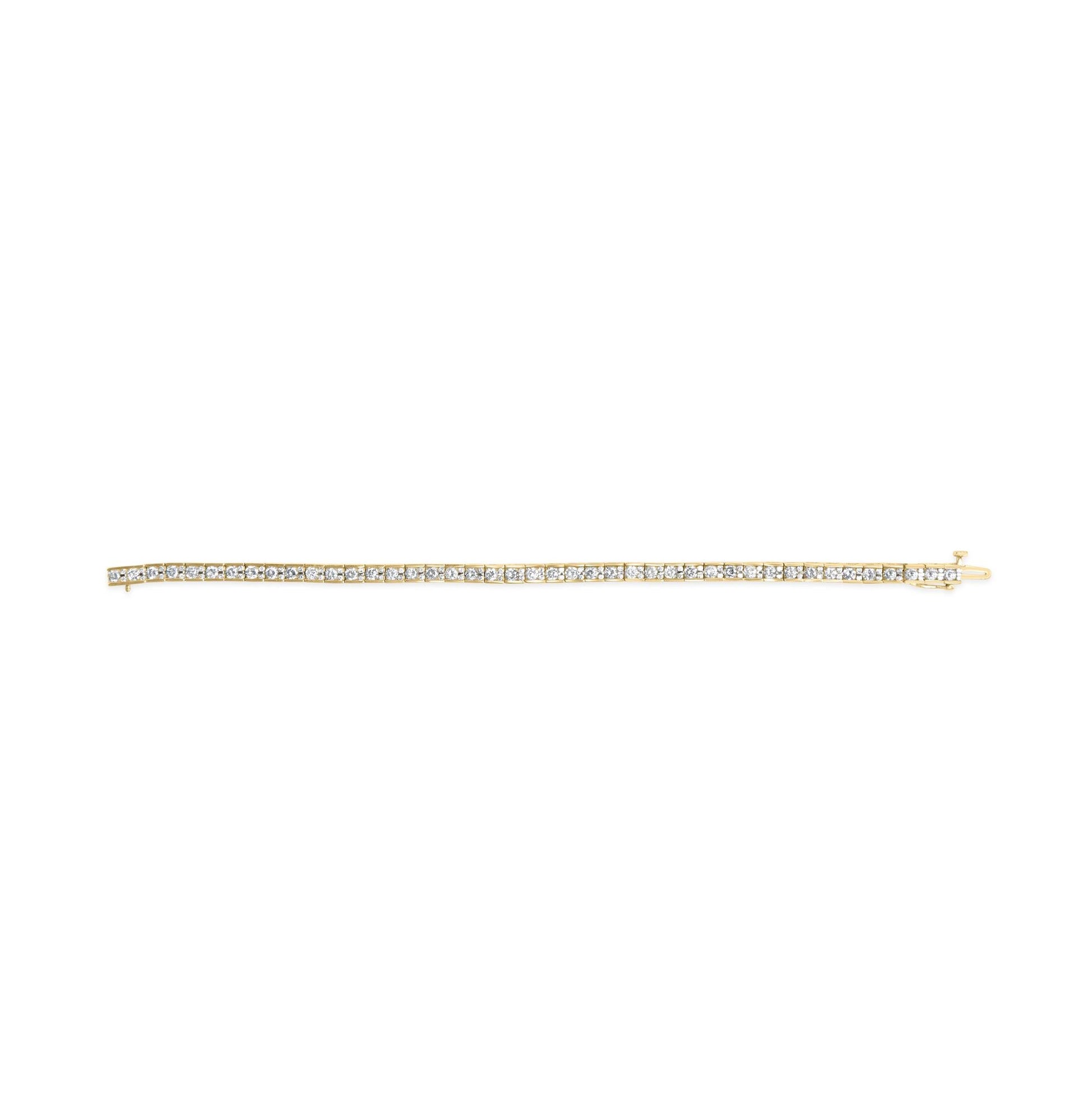 10K Yellow Gold 4.00 Cttw Channel Set Round Diamond Tennis 7" Bracelet (J-K Color, I1-I2 Clarity)-4