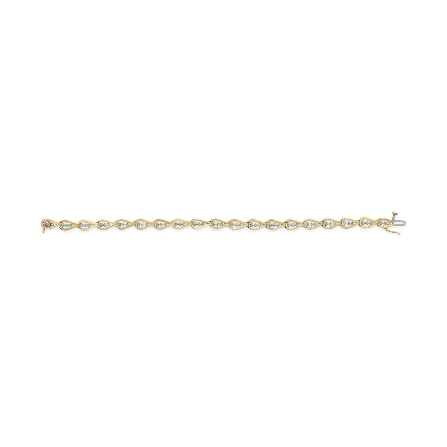 10k Yellow Gold 1/3 Cttw Diamond 3 Stone Teardrop Design Link Bracelet (I-J Color, I1-I2 Clarity) - 7.25" Inches-4