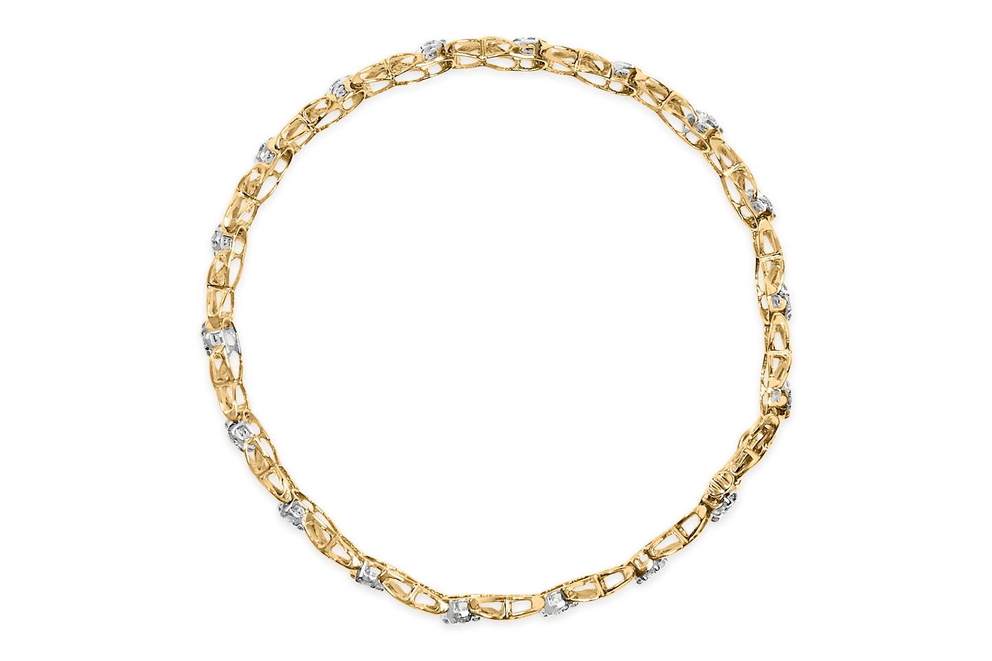 10K White Gold 1.00 Cttw Diamond Floral Cluster and X-Link 7.25" Bracelet (I-J Color, I1-I2 Clarity)-3