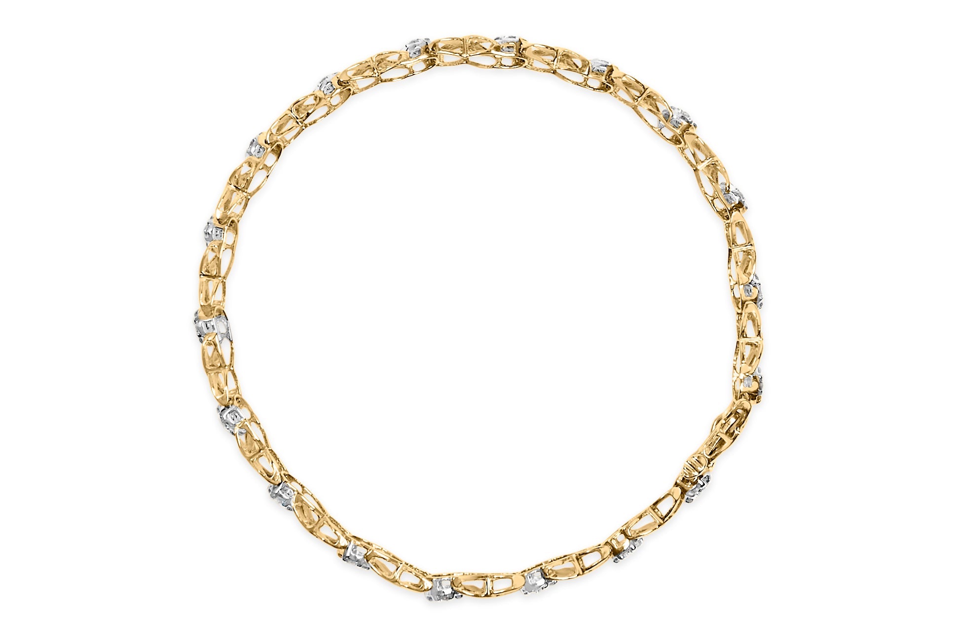 10K White Gold 1.00 Cttw Diamond Floral Cluster and X-Link 7.25" Bracelet (I-J Color, I1-I2 Clarity)-3