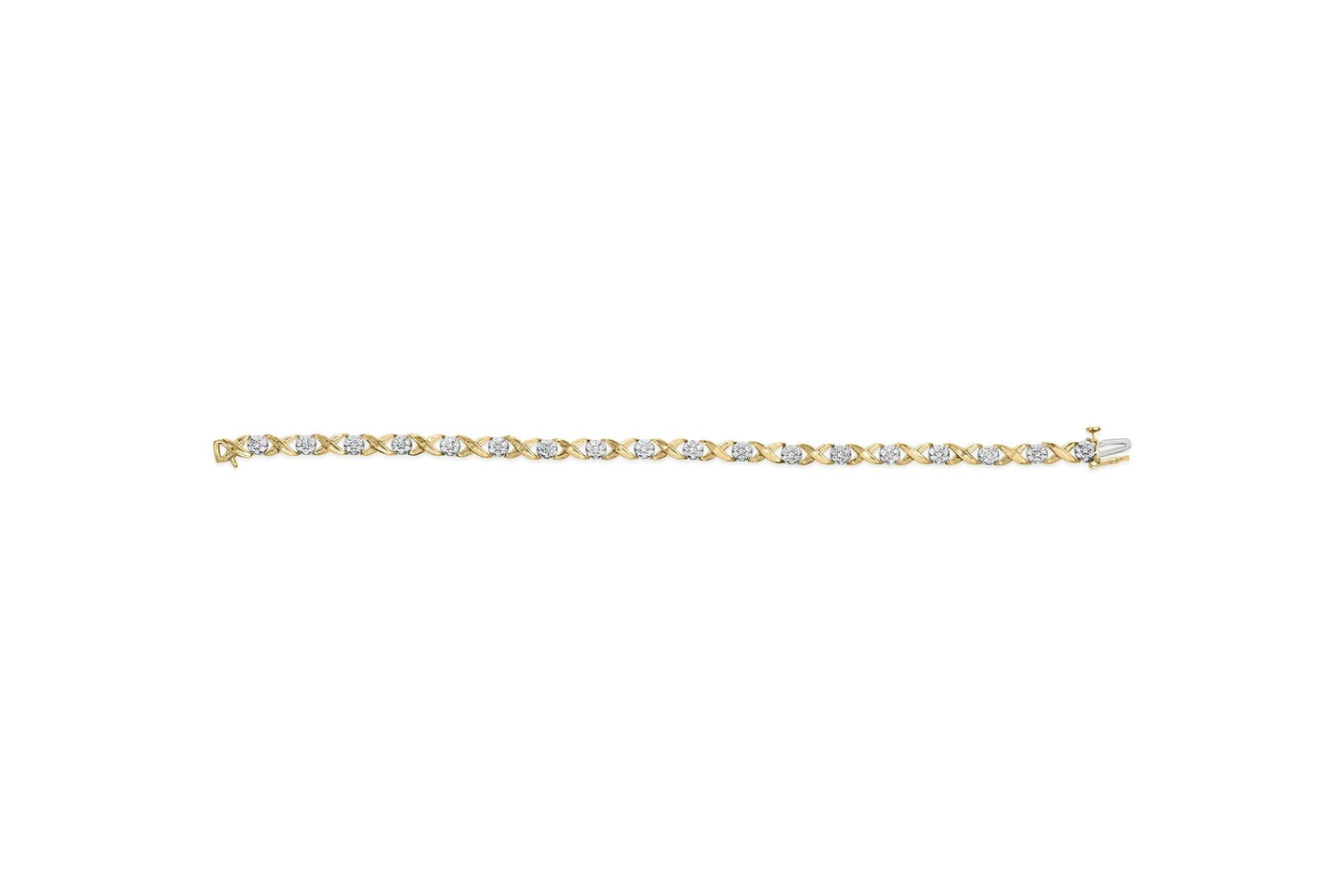 10K White Gold 1.00 Cttw Diamond Floral Cluster and X-Link 7.25" Bracelet (I-J Color, I1-I2 Clarity)-4