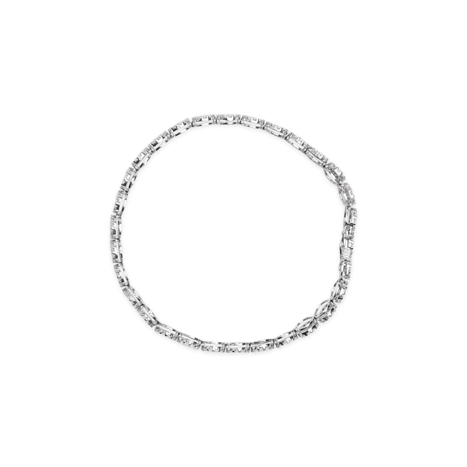 14K White Gold 2.00 Cttw Diamond Halo Link Tennis Bracelet (H-I Color, I1-I2 Clarity) - 7" Inches-3