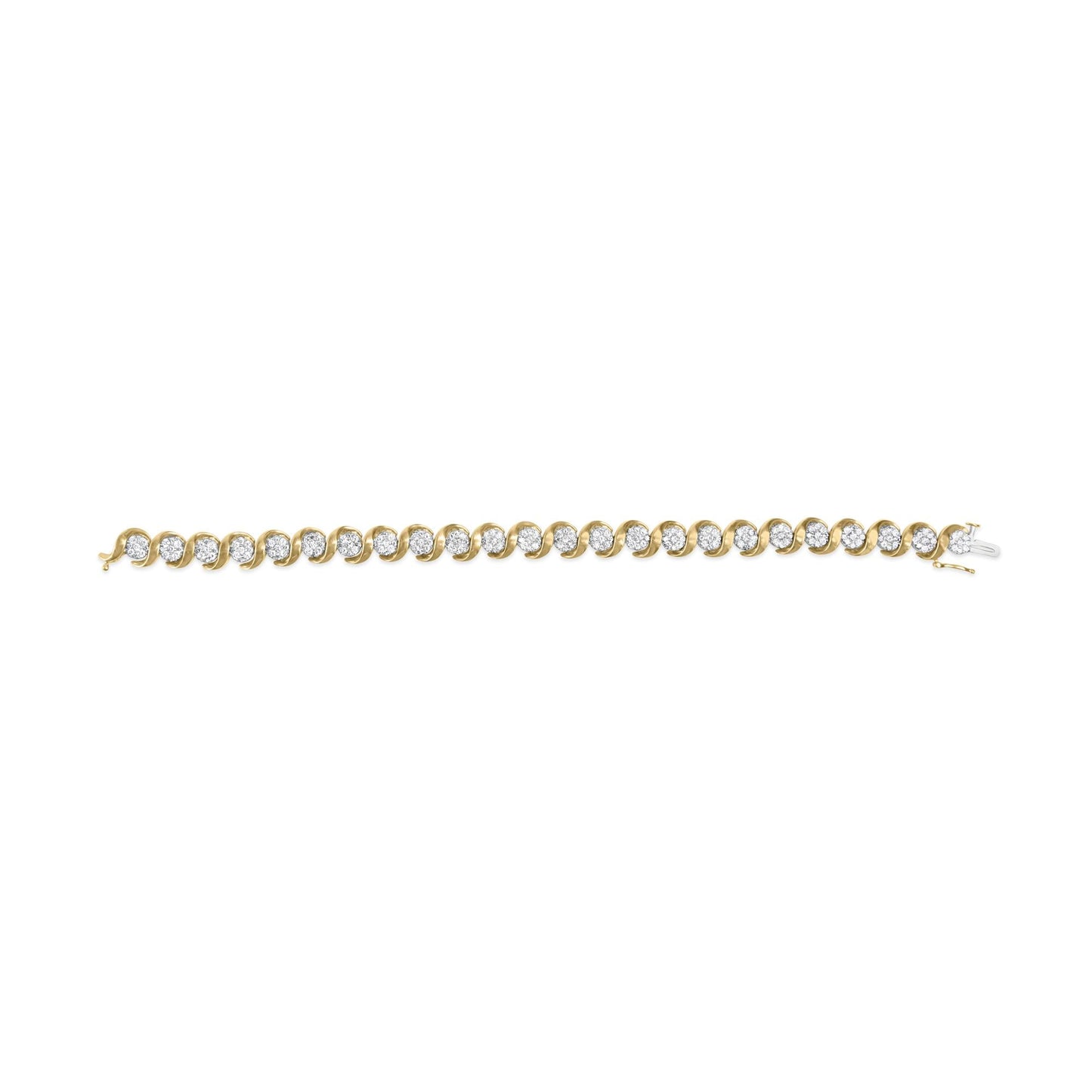 10K Yellow Gold 4.00 Cttw Round-Cut Diamond Floral Link 7.5" Bracelet (H-I Color, I2-I3 Clarity)-4