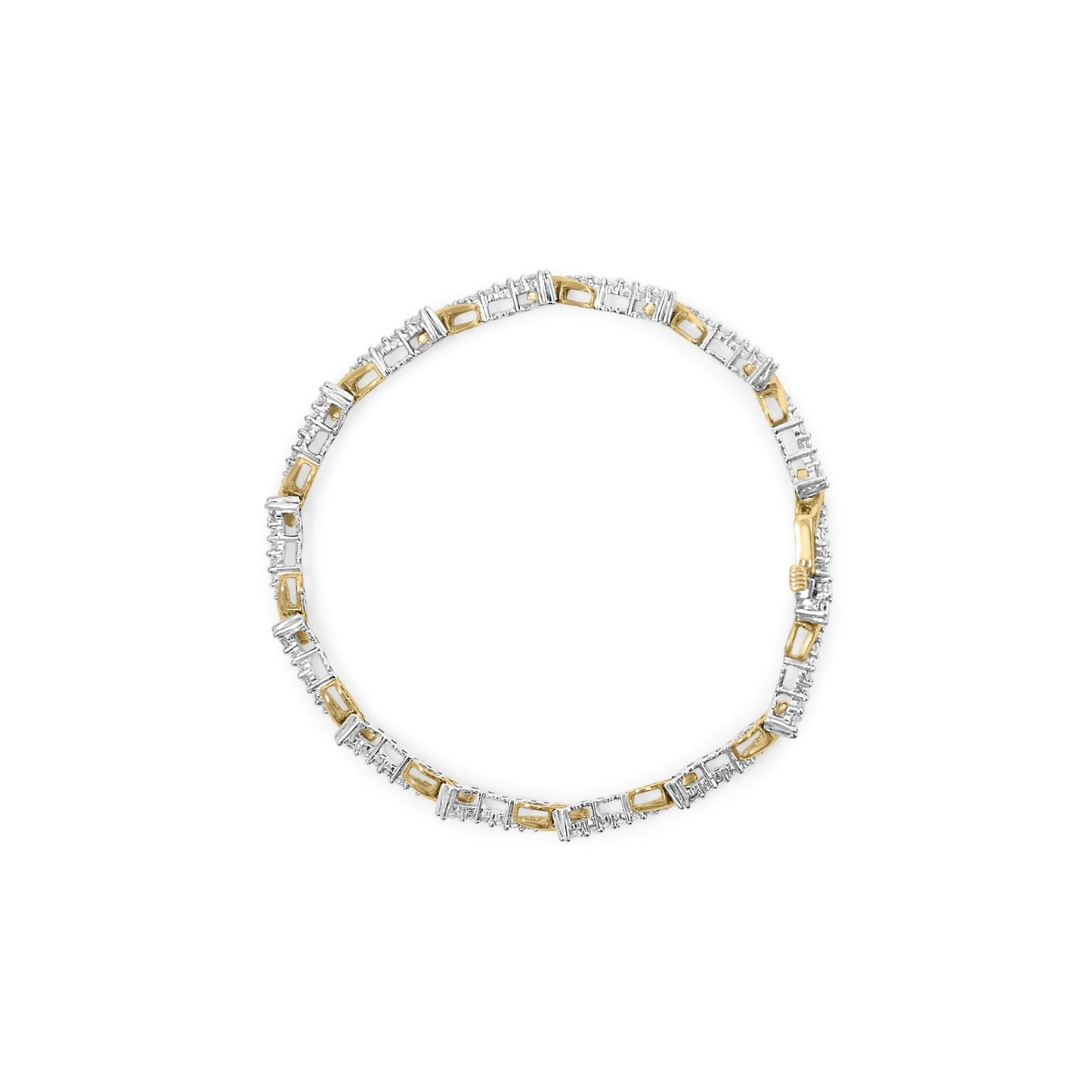 10K Yellow and White Gold 2.00 Cttw Diamond "S" Link 7" Bracelet (H-I Color, I2-I3 Clarity)-3