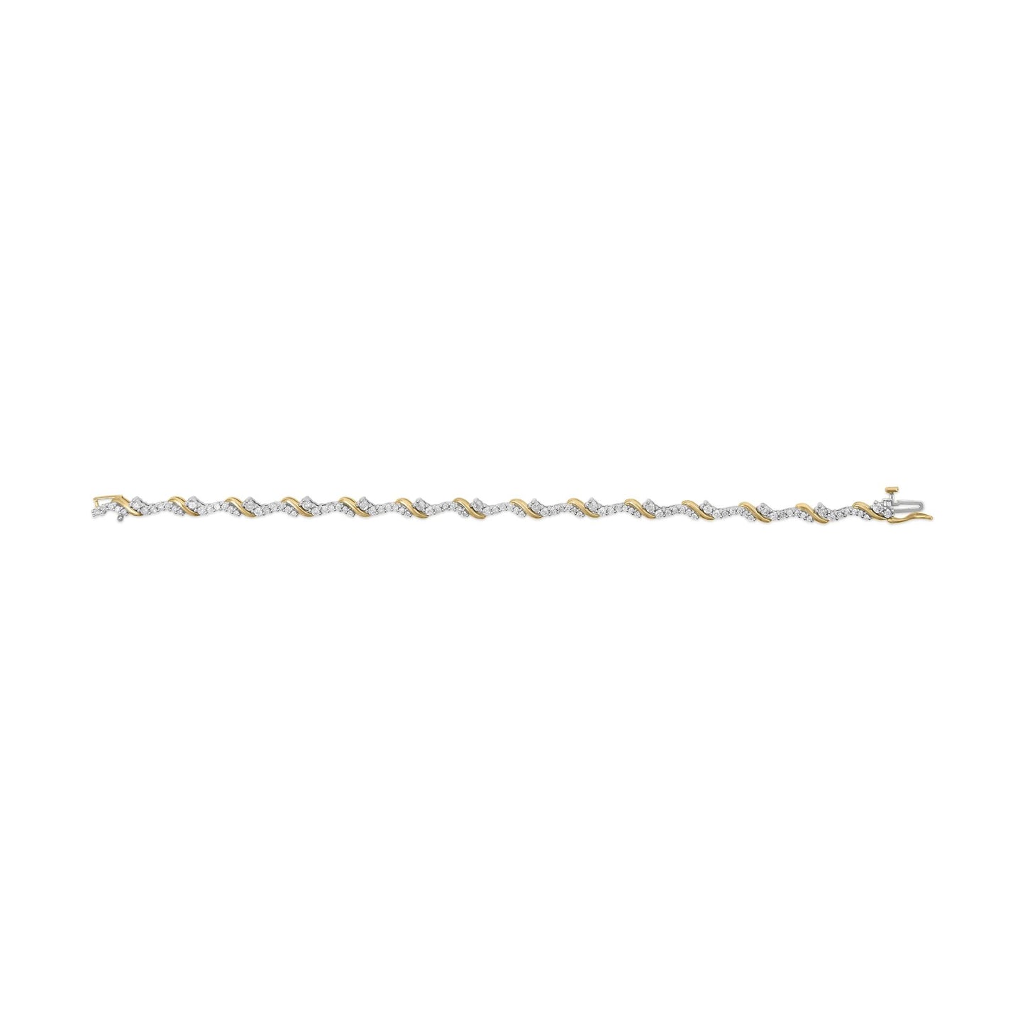 10K Yellow and White Gold 2.00 Cttw Diamond "S" Link 7" Bracelet (H-I Color, I2-I3 Clarity)-4