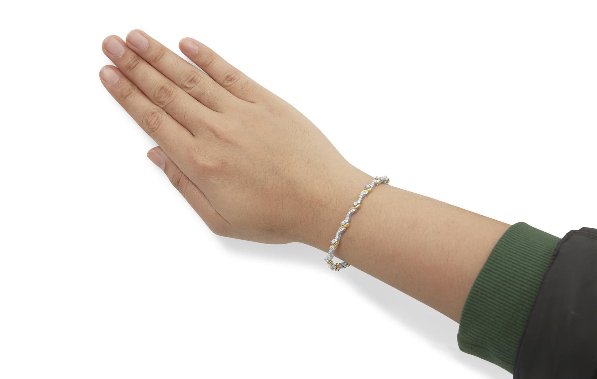10K Yellow and White Gold 2.00 Cttw Diamond "S" Link 7" Bracelet (H-I Color, I2-I3 Clarity)-2