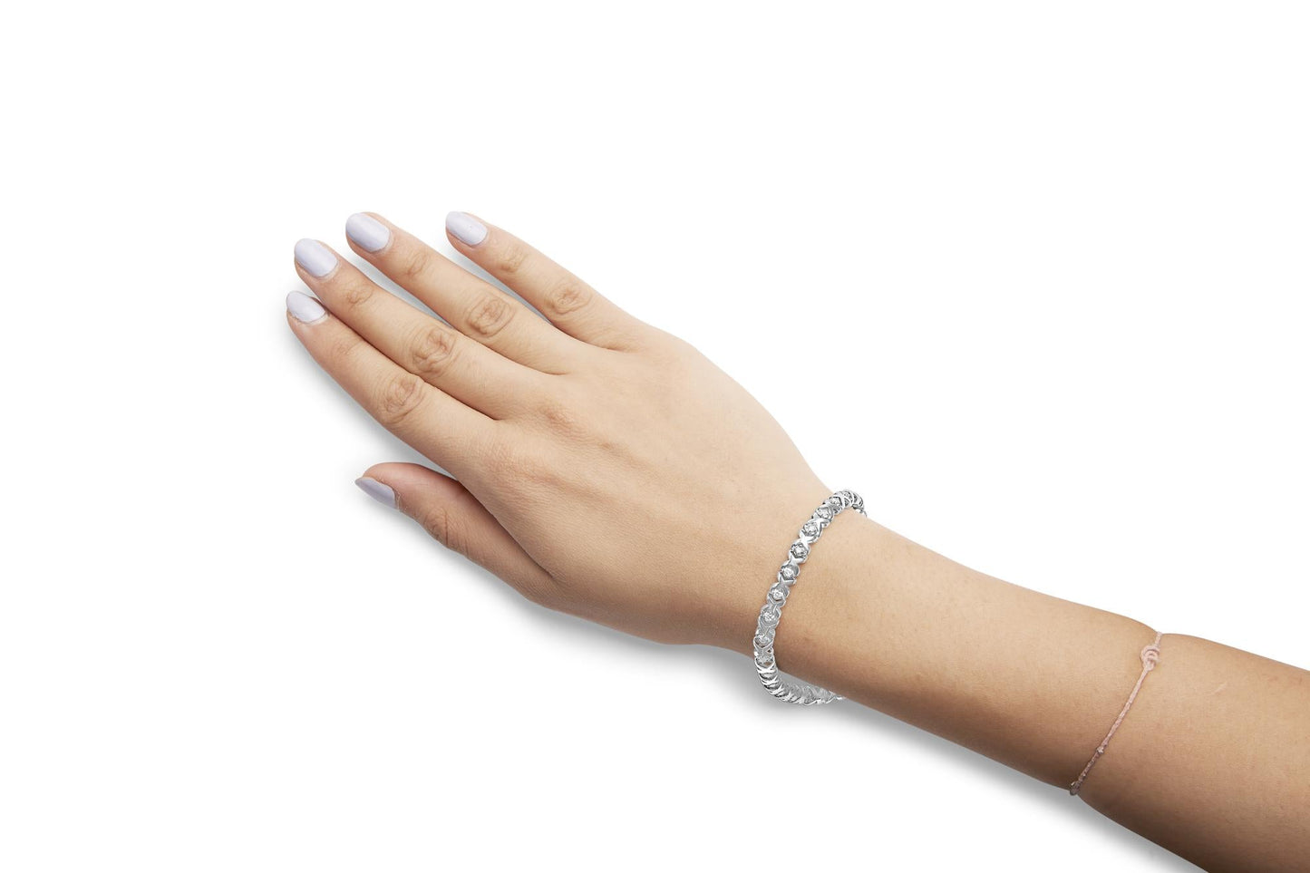 10K White Gold 1 1/2 Cttw Diamond Alternating Diamond and X-Link 7.5" Tennis Bracelet (H-I Color, I2-I3 Clarity)-2