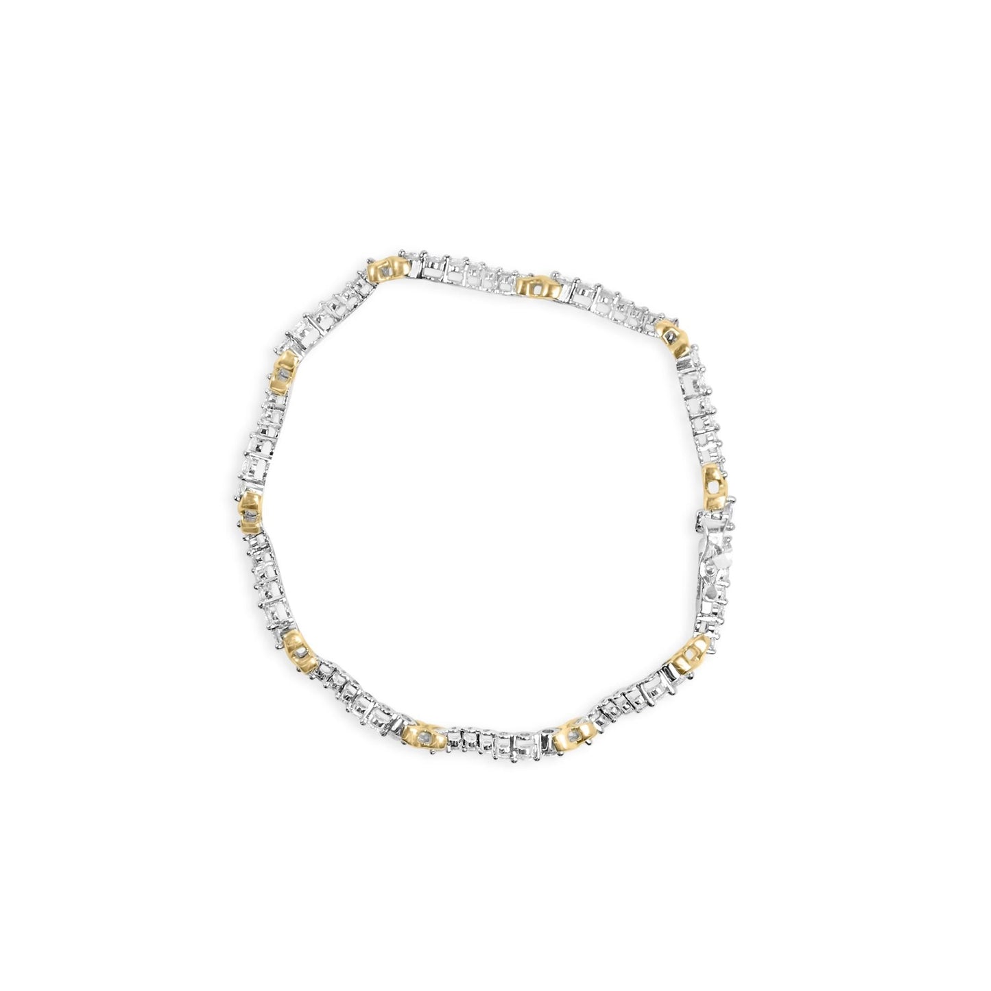 10K Two-Tone 2.00 Cttw Diamond "X" and Wave Link Bracelet (H-I Color, I1-I2 Clarity) - 7" Inches-3
