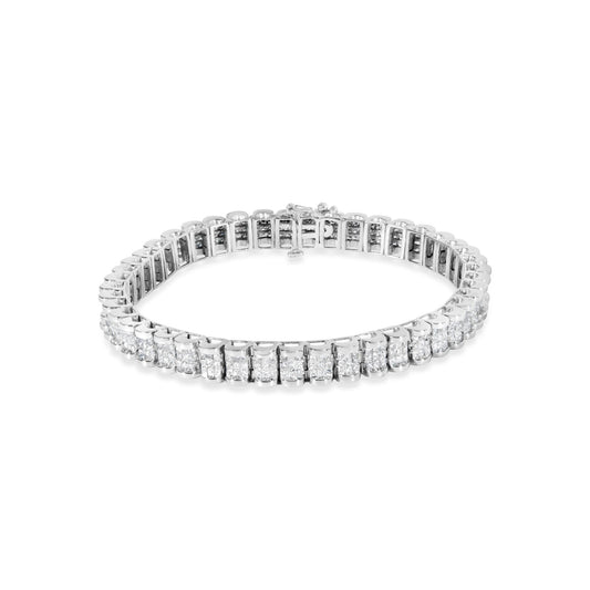 14K White Gold 5.00 Cttw Invisible Set Princess-Cut Diamond Belt and Buckle Tennis 7" Bracelet (H-I Color, SI1-SI2 Clarity)-0