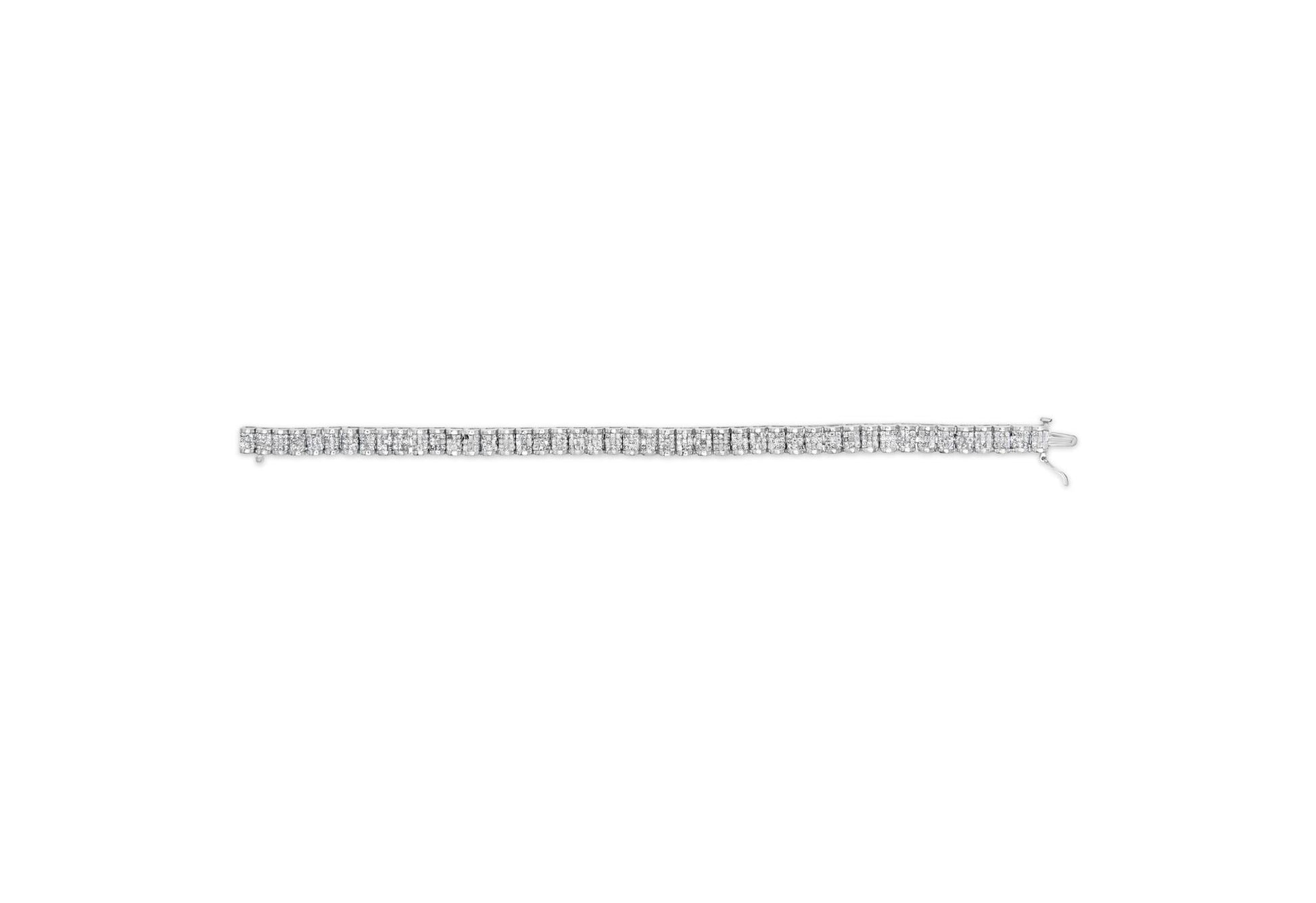 14K White Gold 5.00 Cttw Invisible Set Princess-Cut Diamond Belt and Buckle Tennis 7" Bracelet (H-I Color, SI1-SI2 Clarity)-4