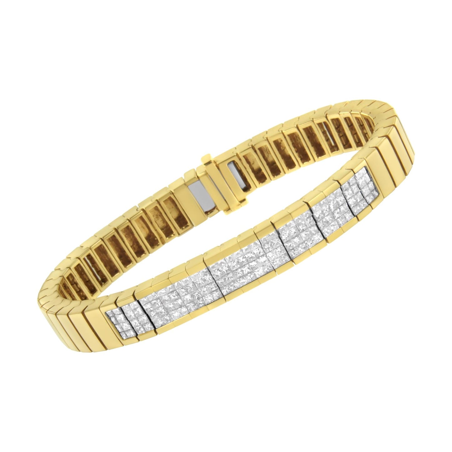 14K Yellow Gold 3 5/8 cttw Invisible Set Princess-Cut Diamond ID Tennis Bracelet (I-J Color, SI1-SI2 Clarity) - Size 7"-3