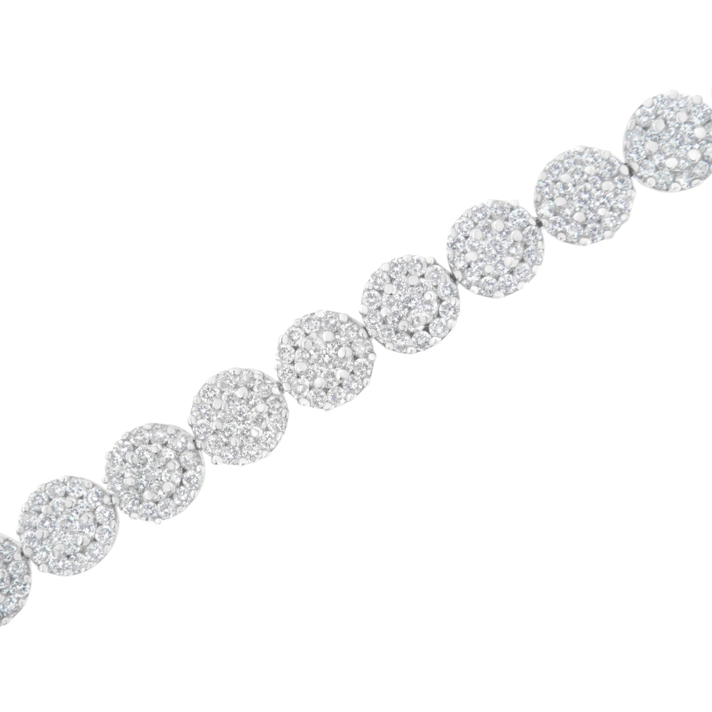 14K White Gold 3-3/4 Cttw Round-Brilliant Cut Diamond 7-1/4" Round Cluster Links Tennis Bracelet (I-J Color, SI2-I1 Clarity)-3