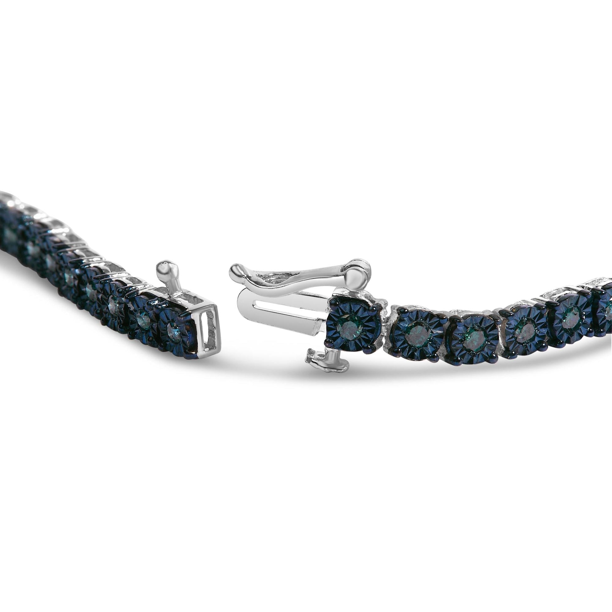 Black Rhodium Plated .925 Sterling Silver 1.0 Cttw Diamond Miracle Tennis Bracelet (Enhanced Blue Color, I3 Clarity) - 7"-1