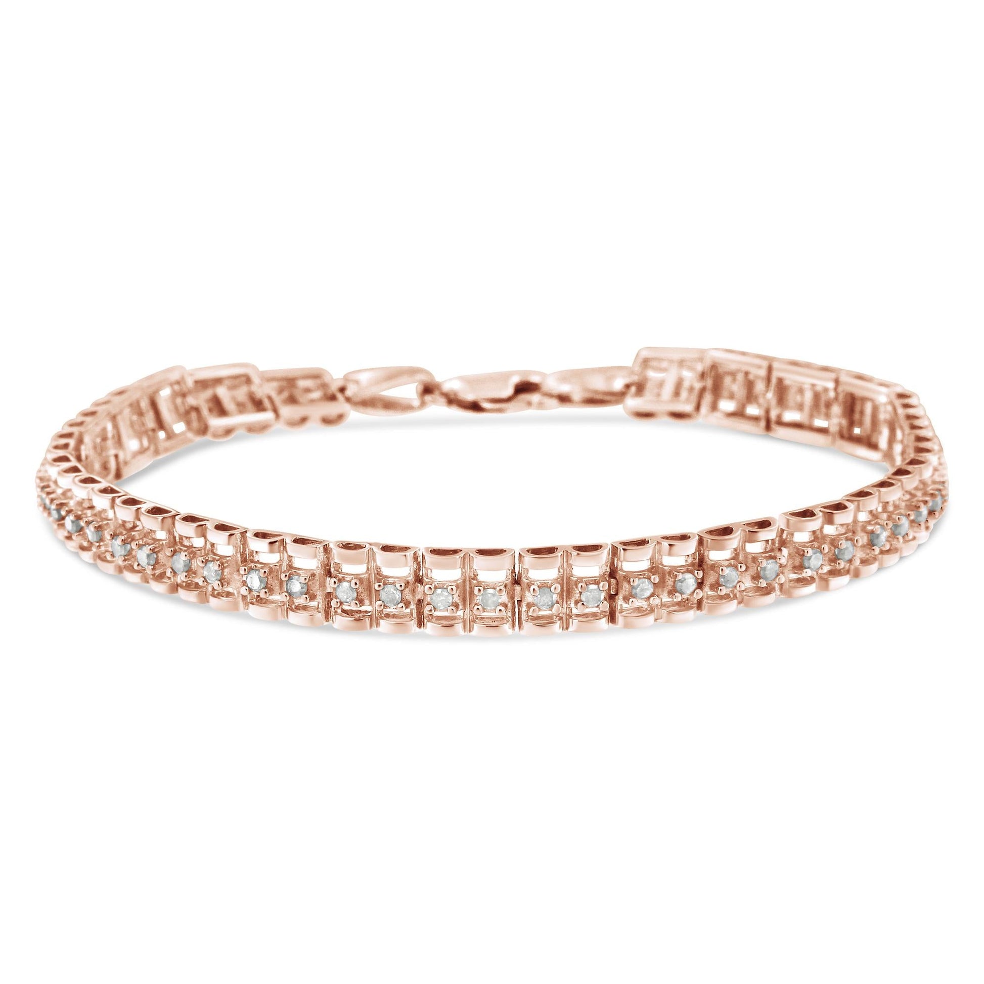 .925 Sterling Silver Diamond Double-Link 7" Tennis Bracelet (I-J Color, I3 Clarity)-3
