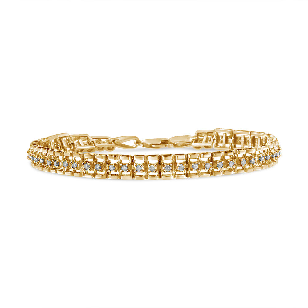 .925 Sterling Silver Diamond Double-Link 7" Tennis Bracelet (I-J Color, I3 Clarity)-1