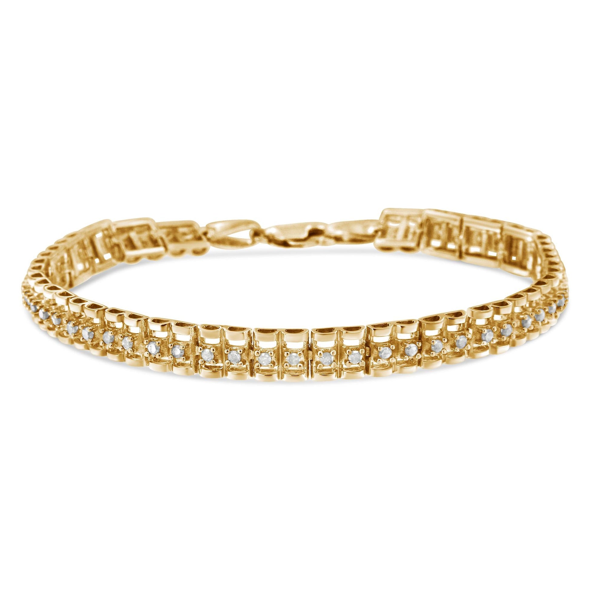 .925 Sterling Silver Diamond Double-Link 7" Tennis Bracelet (I-J Color, I3 Clarity)-4