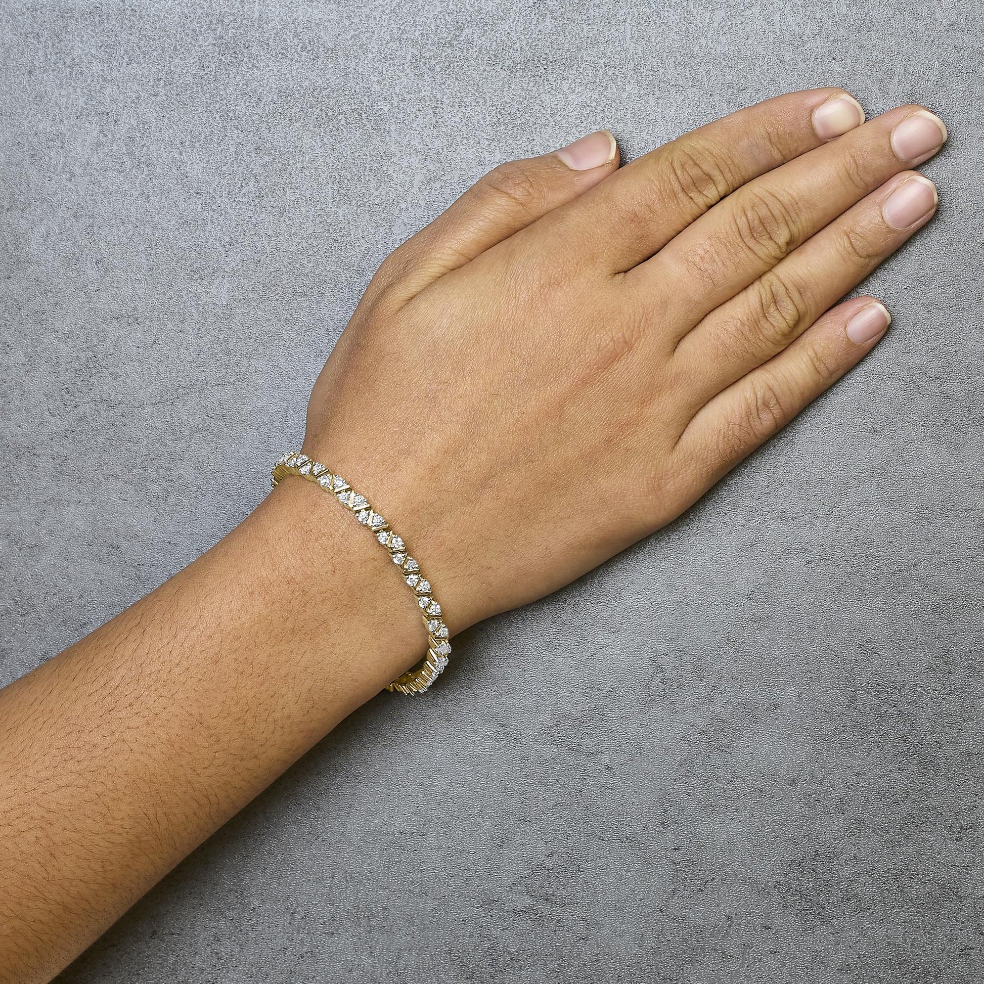 14K Yellow Gold Round-Cut Diamond Bracelet (4.00 cttw, H-I Color, I1-I2 Clarity)-2