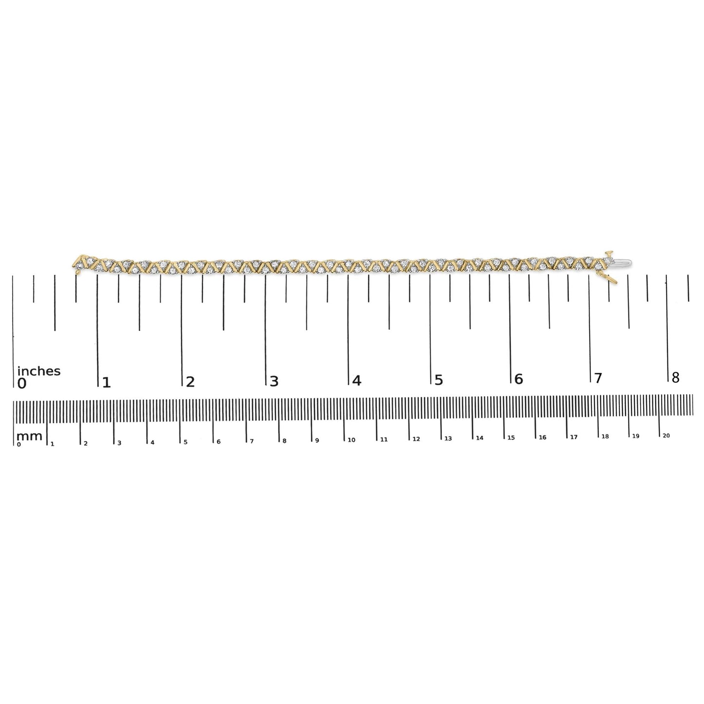 14K Yellow Gold 4.00 Cttw Diamond Triangle Link Tennis Bracelet (H-I Color, I1-I2 Clarity) - 7" Inches-4