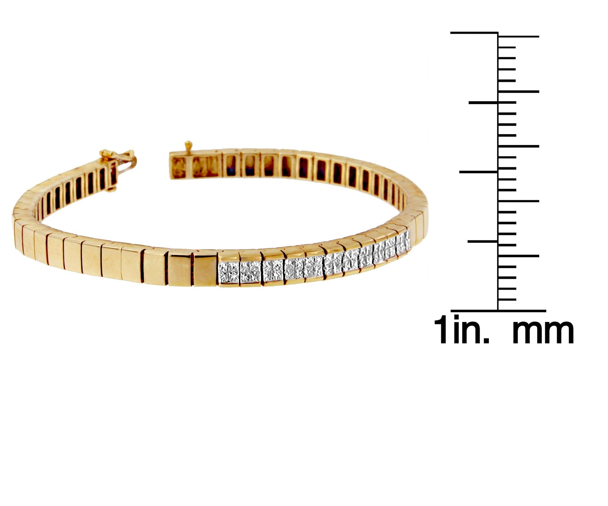 14K Yellow Gold Princess Cut Diamond Banded Bracelet (1.00 cttw, G-H Color, VS1-VS2 Clarity)-4