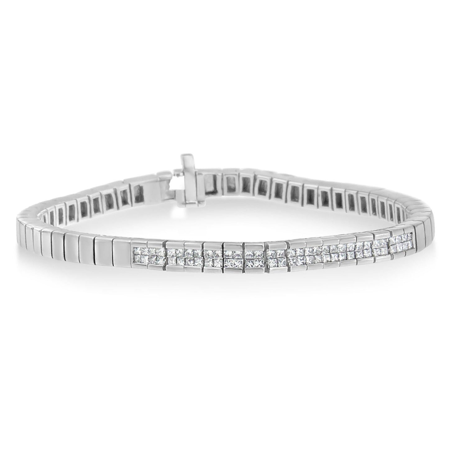 14K White Gold Princess Cut Diamond Bracelet (1.00 cttw, H-I Color, SI1-SI2 Clarity)-3