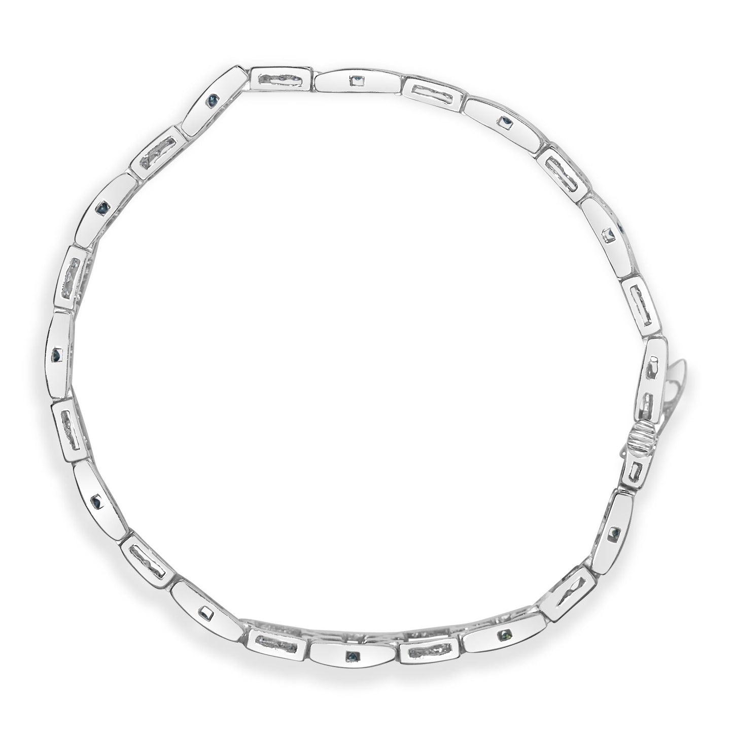 14K White Gold Princess-Cut white and Blue Diamond Fashion Bracelet(3.00 cttw,H-I Color,SI1-SI2 Clarity)-3