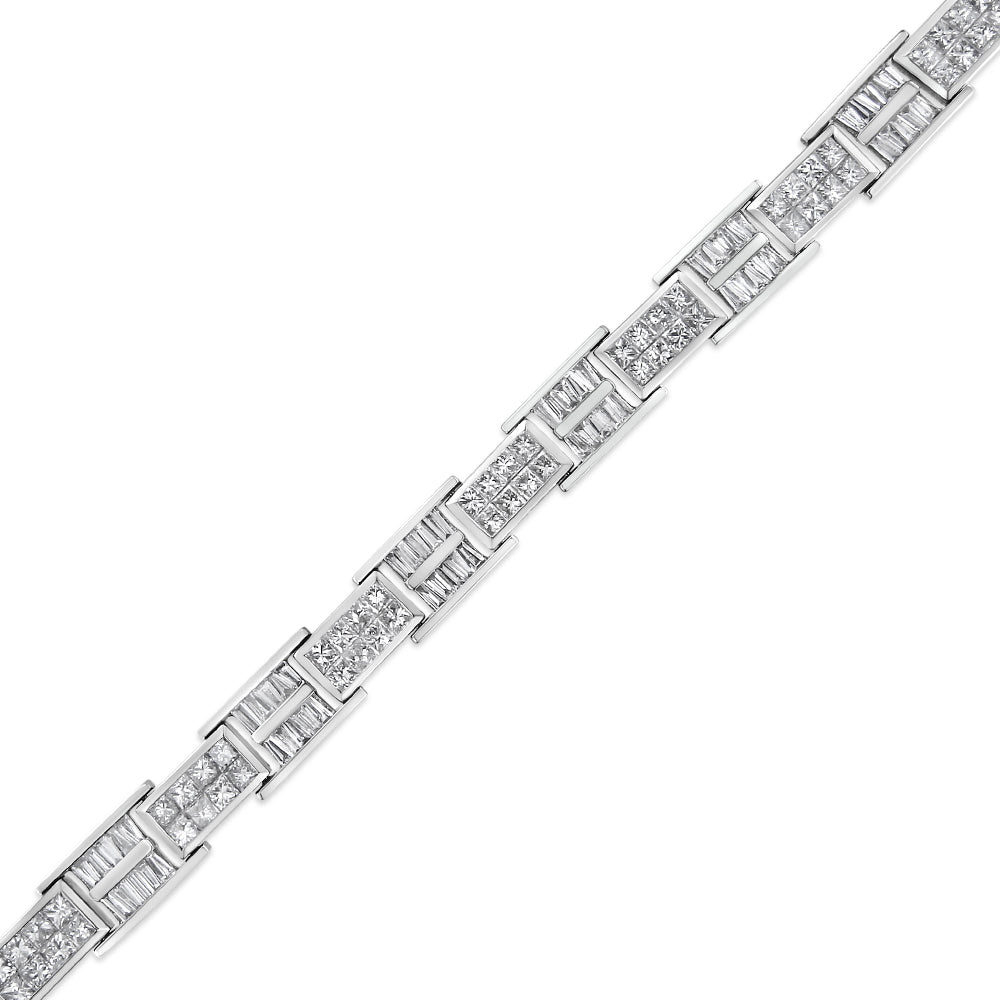 14K White Gold 10 5/8 Cttw Diamond Panel Link Bracelet  - 7" Inches-3