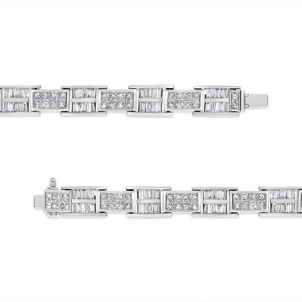 14K White Gold 10 5/8 Cttw Diamond Panel Link Bracelet  - 7" Inches-4