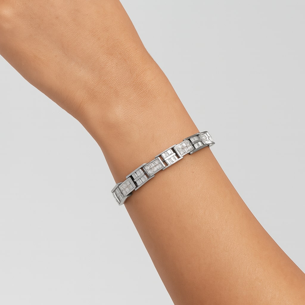14K White Gold 10 5/8 Cttw Diamond Panel Link Bracelet  - 7" Inches-2
