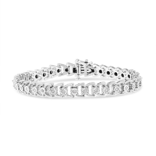 .925 Sterling Silver 1/4 Cttw Miracle Set Round Diamond Composite Open Linked Composite Line Bracelet (I-J Color, I3-Promo Clarity) - 7.5"-0