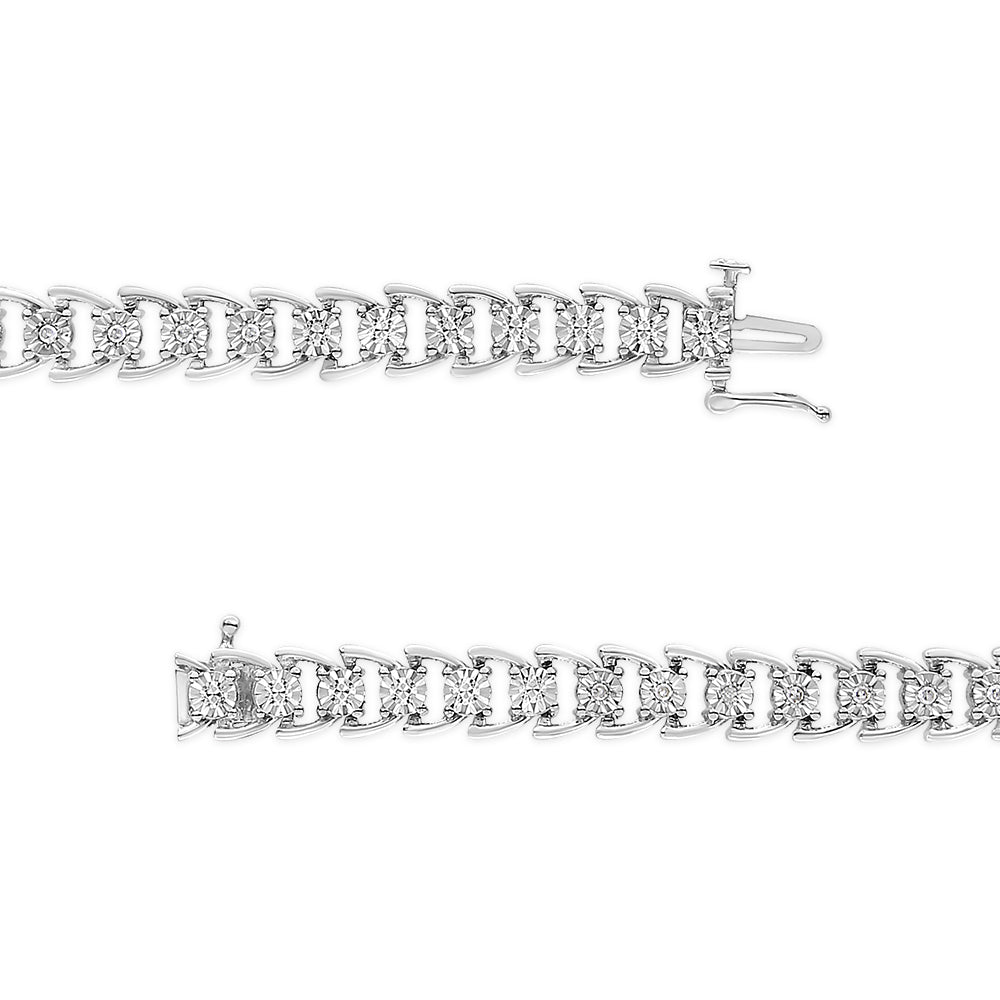 .925 Sterling Silver 1/4 Cttw Miracle Set Round Diamond Composite Open Linked Composite Line Bracelet (I-J Color, I3-Promo Clarity) - 7.5"-4
