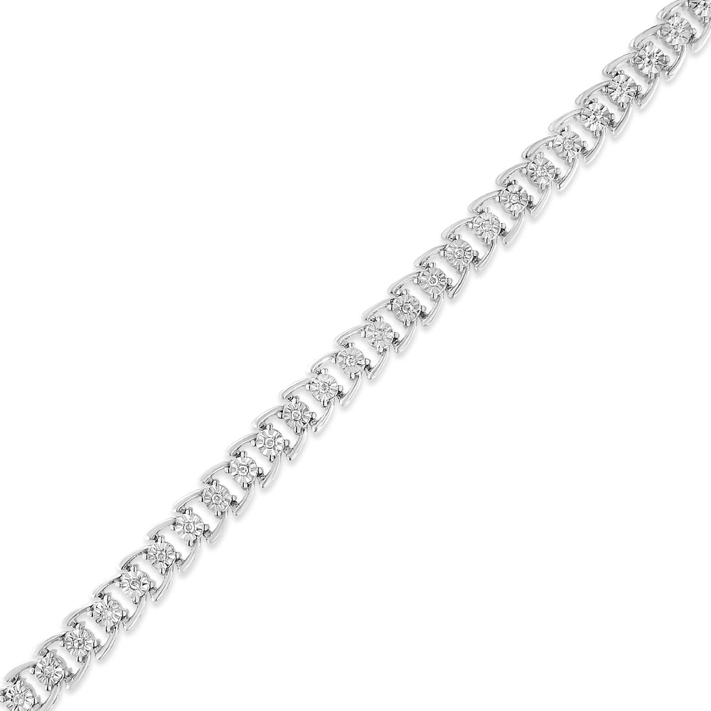 .925 Sterling Silver 1/4 Cttw Miracle Set Round Diamond Composite Open Linked Composite Line Bracelet (I-J Color, I3-Promo Clarity) - 7.5"-3