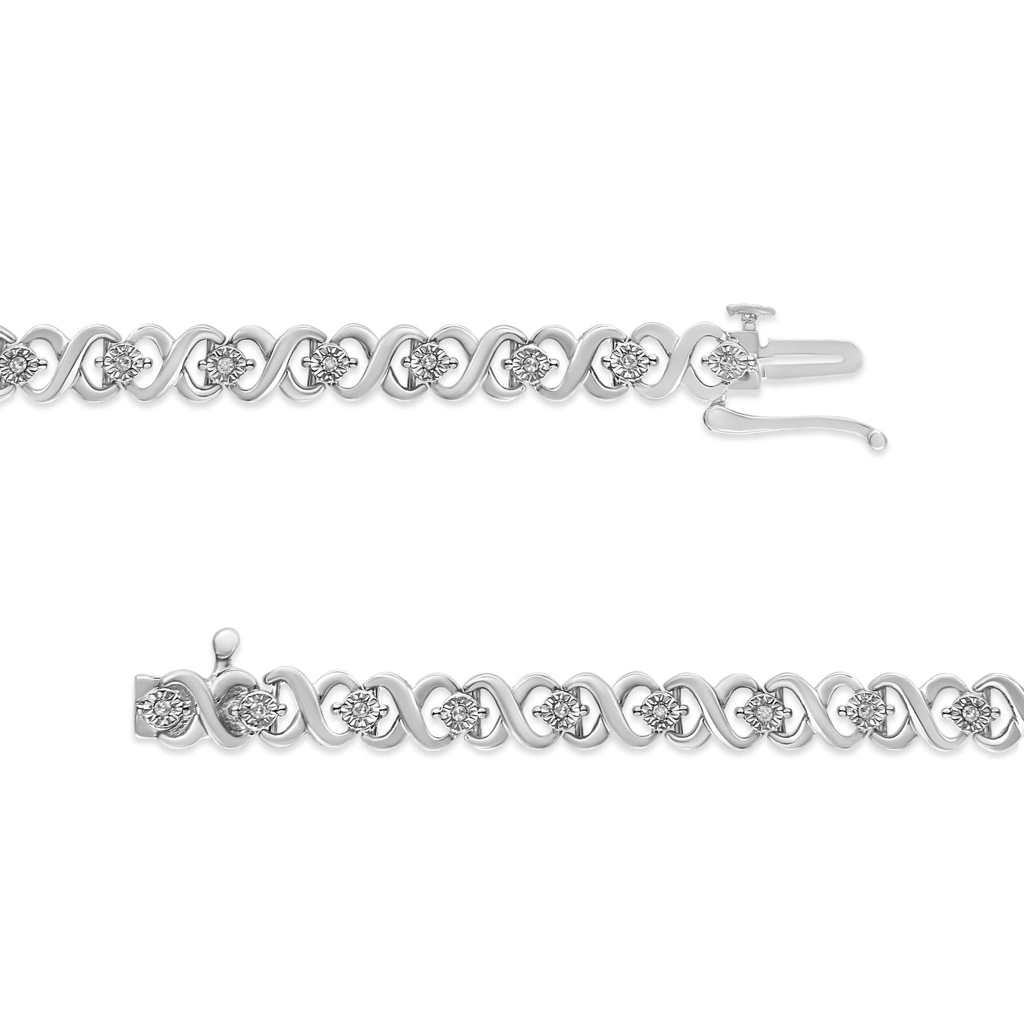 .925 Sterling Silver 1/6 Cttw Miracle Set Diamond Infinity Link and Station Tennis Bracelet (I-J Color, I3 Clarity) - 7.25 " Inches-3