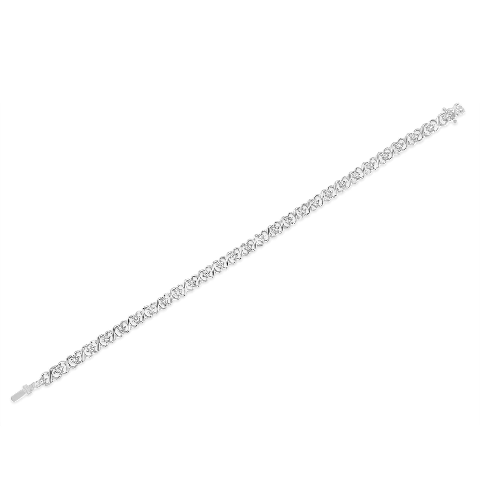 .925 Sterling Silver 1/6 Cttw Miracle Set Diamond Infinity Link and Station Tennis Bracelet (I-J Color, I3 Clarity) - 7.25 " Inches-4