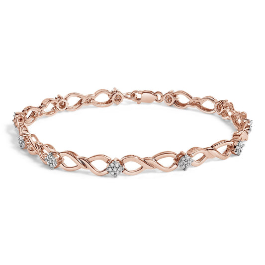 10K Rose Gold Plated .925 Sterling Silver 1/2 Cttw Diamond Infinity Link Tennis Bracelet (H-I Color, I2-I3 Clarity) -7”-0