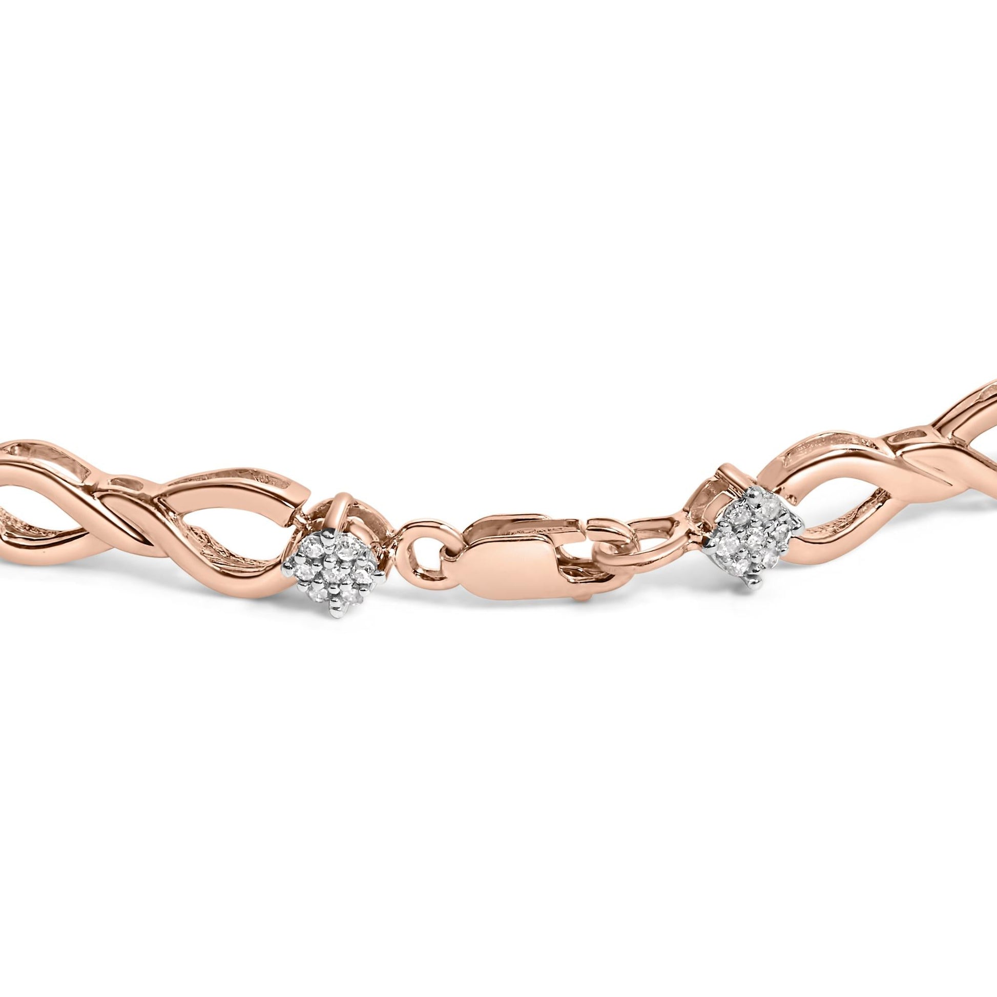 10K Rose Gold Plated .925 Sterling Silver 1/2 Cttw Diamond Infinity Link Tennis Bracelet (H-I Color, I2-I3 Clarity) -7”-1