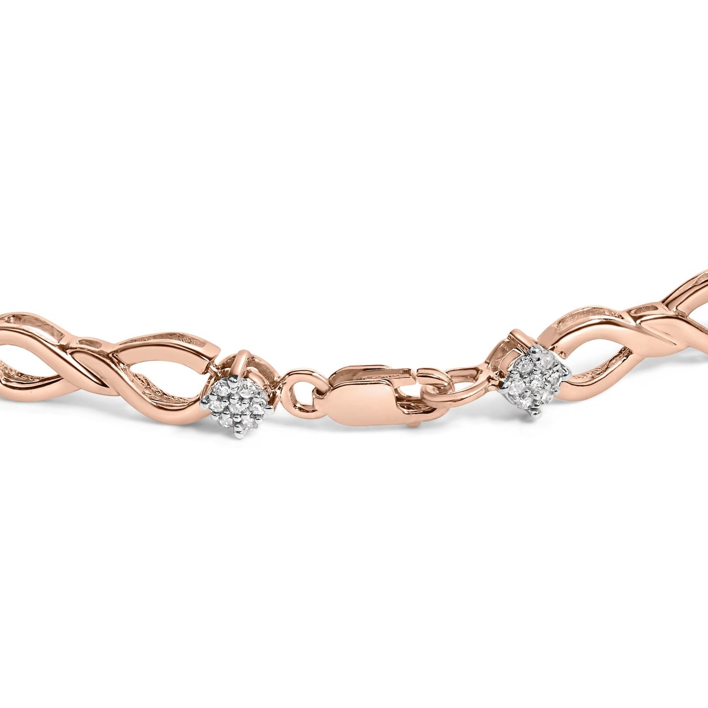 10K Rose Gold 1/2 cttw Diamond Cluster and Infinity Weave Link Bracelet (H-I Color, I2-I3 Clarity) - Size 7"-1