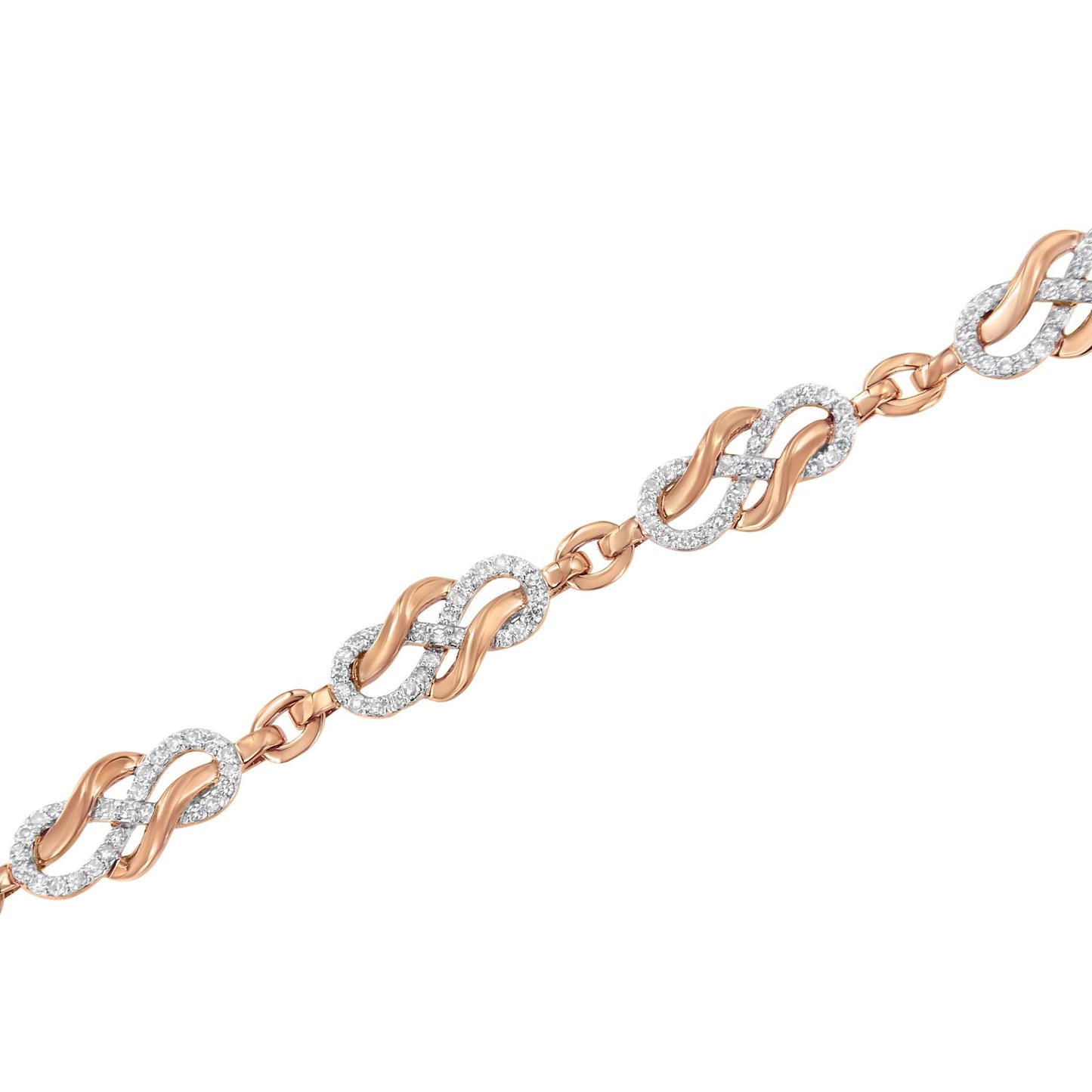 10K Rose Gold 1.0 Cttw Diamond Infinity Loop and Swirl Link Bracelet (I-J Color, I2-I3 Clarity) - 7.25" Inches-3