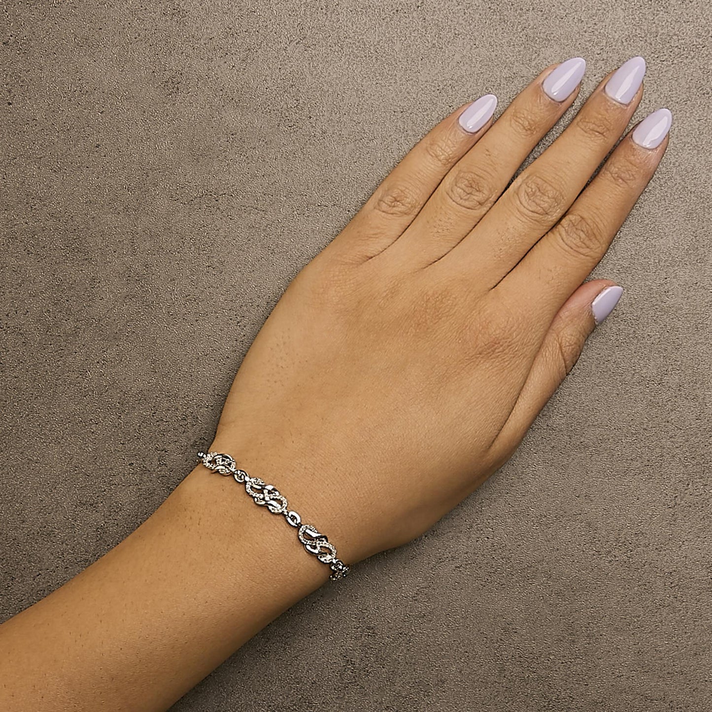 .925 Sterling Silver 1.0 Cttw Diamond Infinity Loop and Swirl Link Bracelet (I-J Color, I2-I3 Clarity) - 7.25" Inches-2