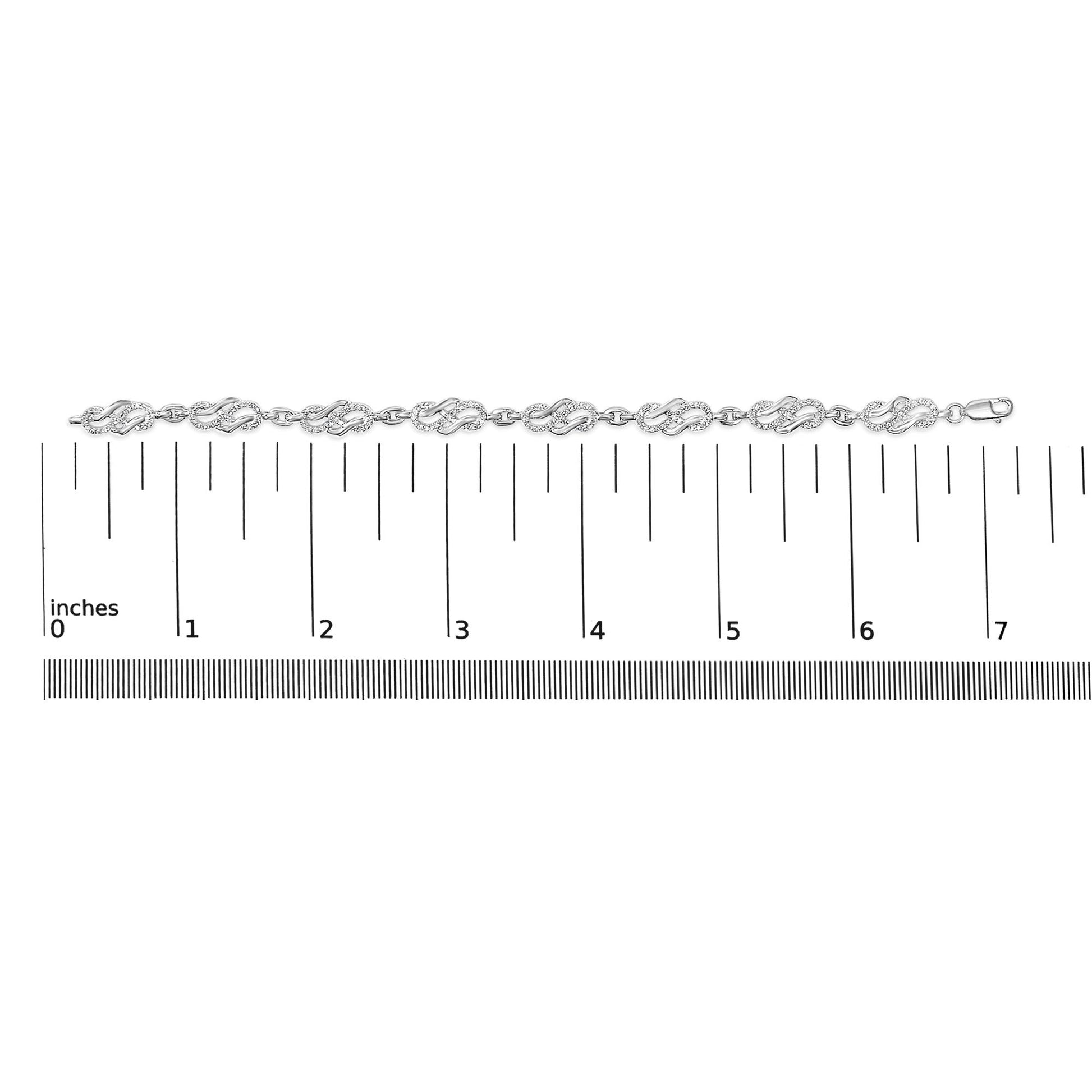 .925 Sterling Silver 1.0 Cttw Diamond Infinity Loop and Swirl Link Bracelet (I-J Color, I2-I3 Clarity) - 7.25" Inches-4