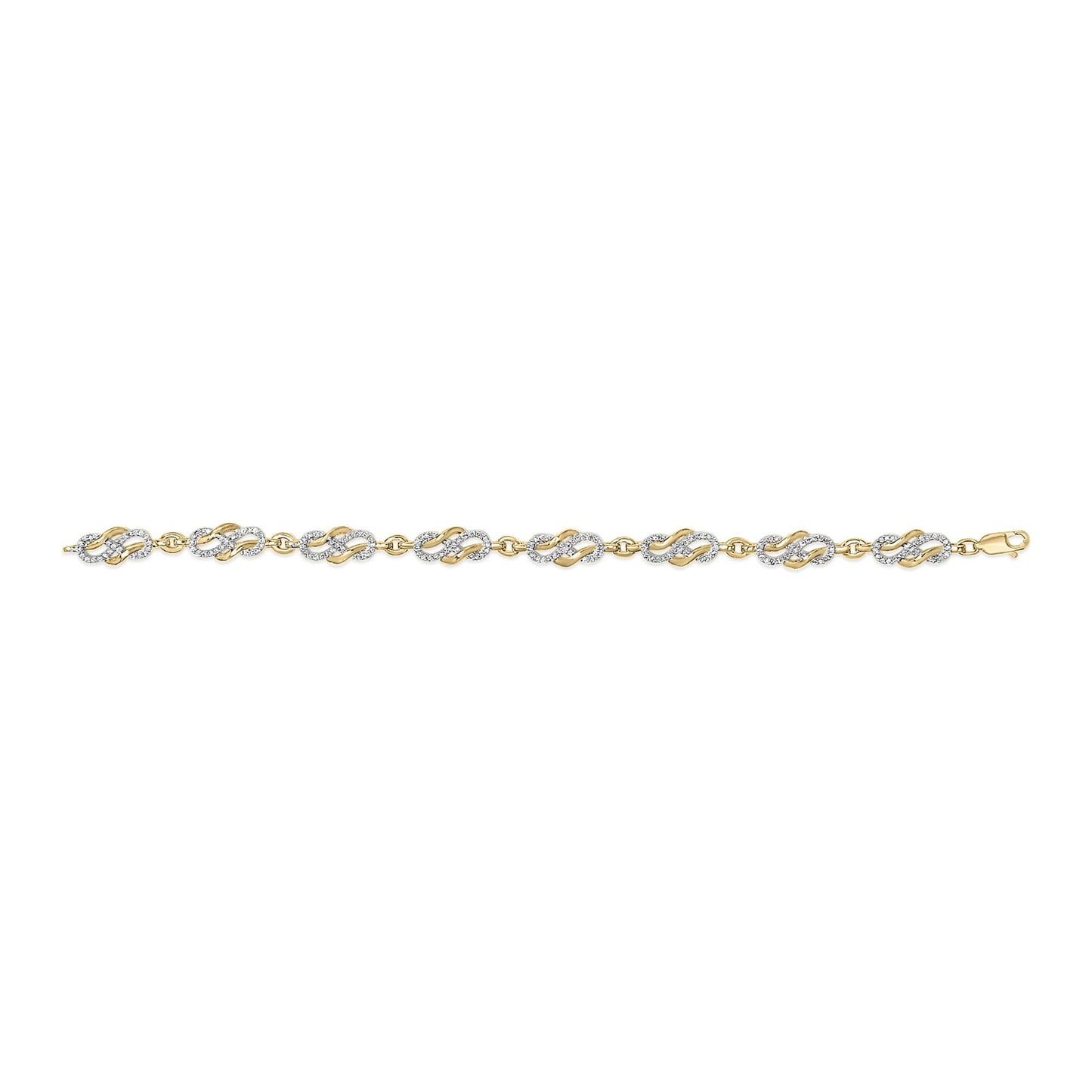 14K Yellow Gold Plated .925 Sterling Silver 1.0 Cttw Diamond Infinity Loop and Swirl Link Bracelet-3