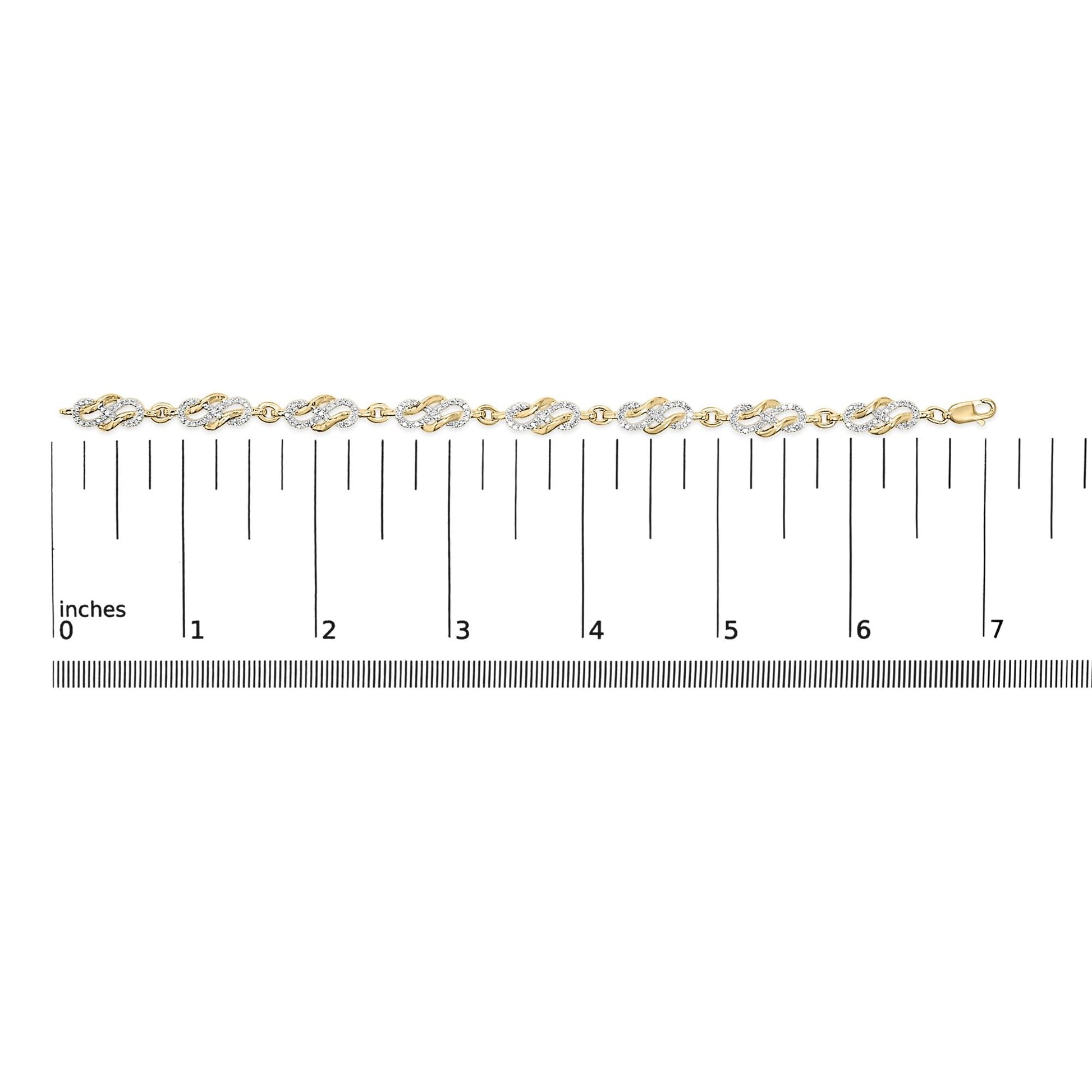 14K Yellow Gold Plated .925 Sterling Silver 1.0 Cttw Diamond Infinity Loop and Swirl Link Bracelet-4