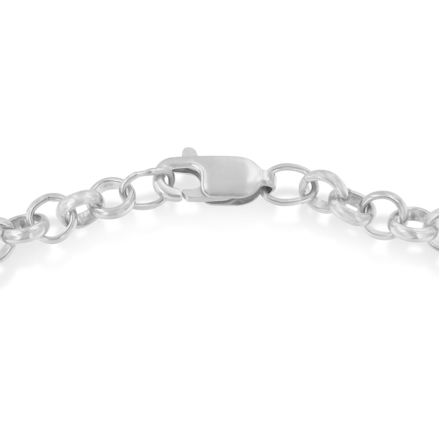 10K Yellow Gold 1/10 Cttw Diamond Awareness Ribbon & Heart Charm on 7" .925 Sterling Silver Rolo Bracelet (H-I Color, I1-I2 Clarity)-3