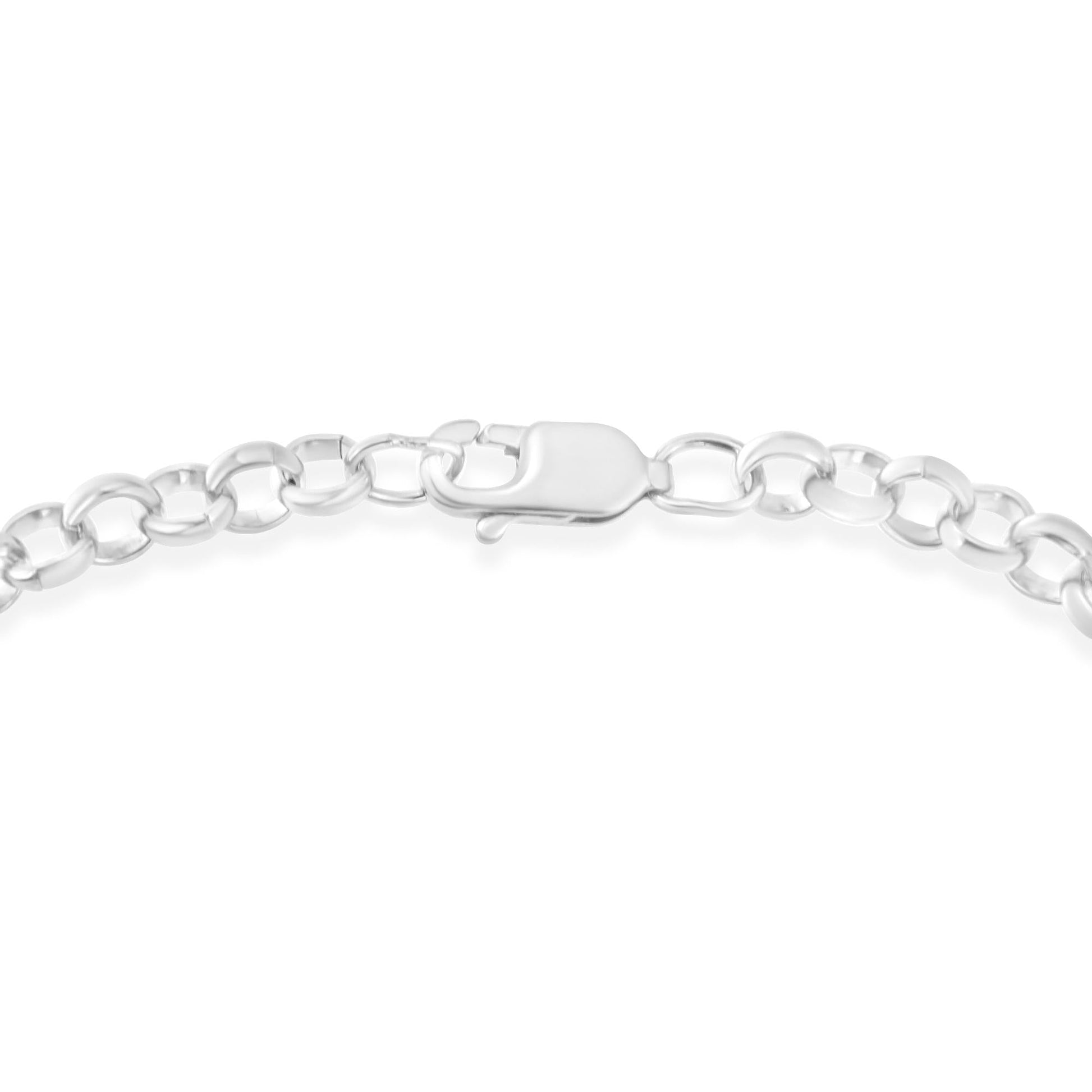 .925 Sterling Silver 1/4 Cttw Diamond-Accented Heart and Ribbon Charm 7" Link Chain Bracelet (H-I Color, I1-I2 Clarity)-4