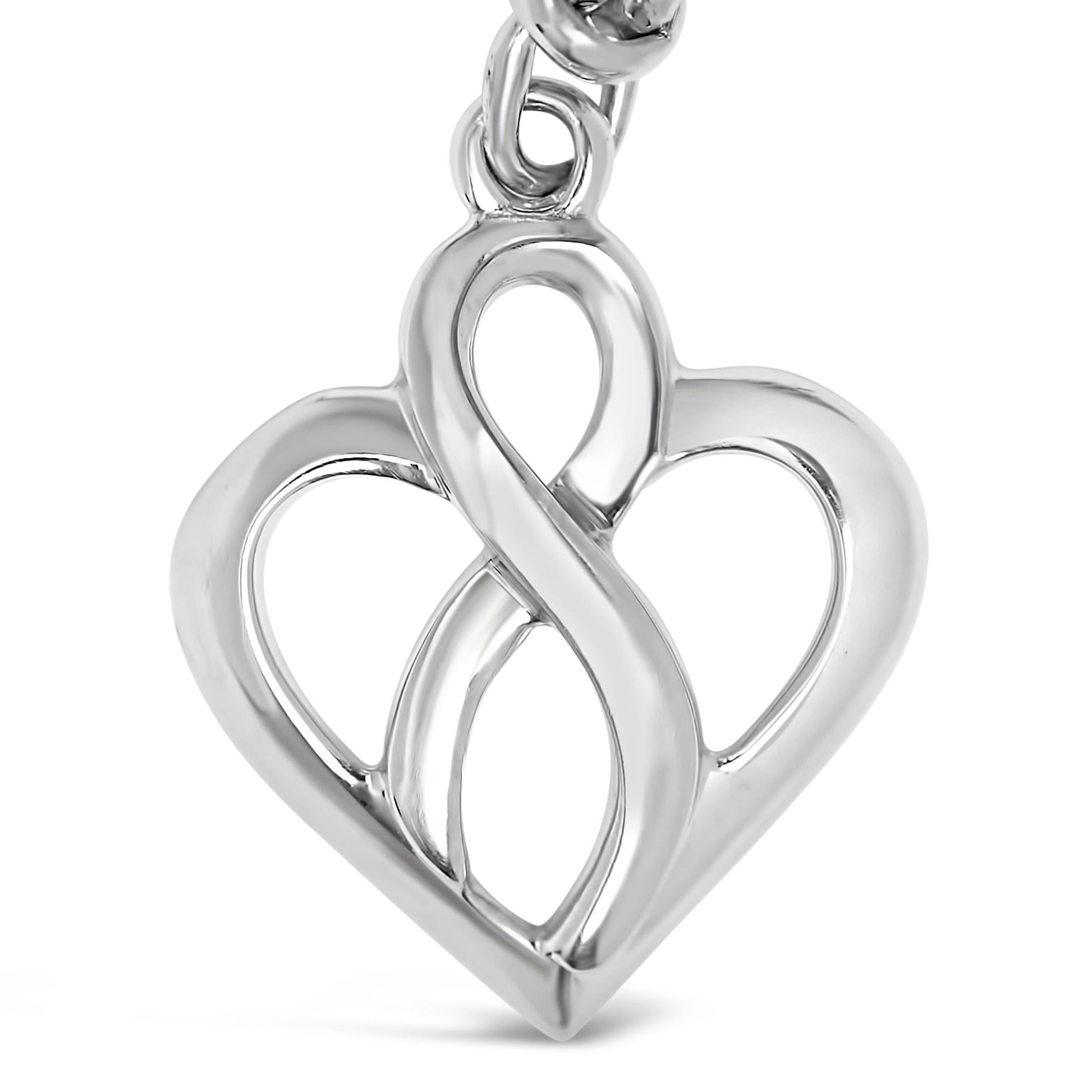 .925 Sterling Silver Open Heart with Center Vertical Infinity Chain Charm Bracelet - Size 7"-1